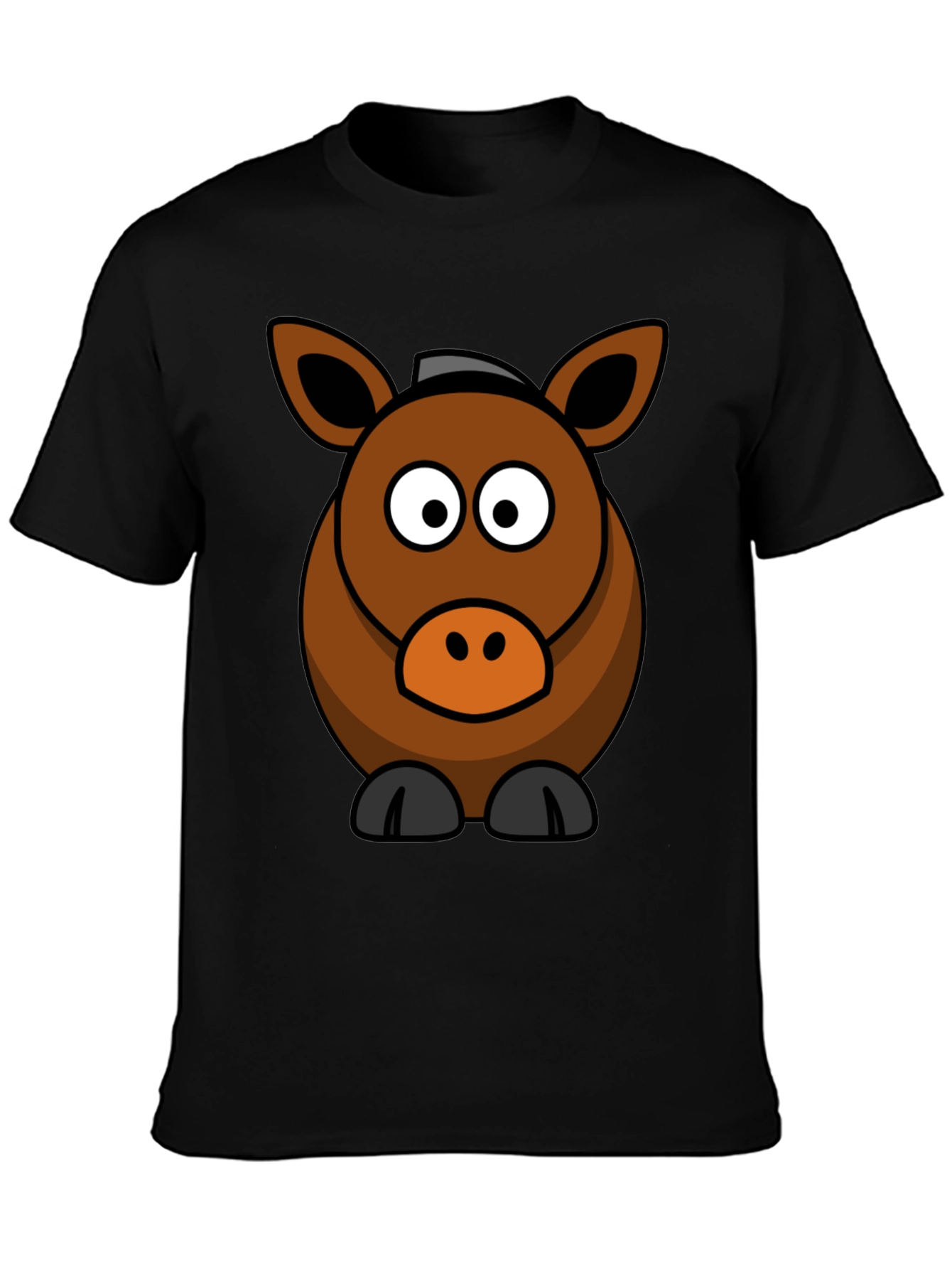 Black Cartoon Horse Graphic Tee view 3