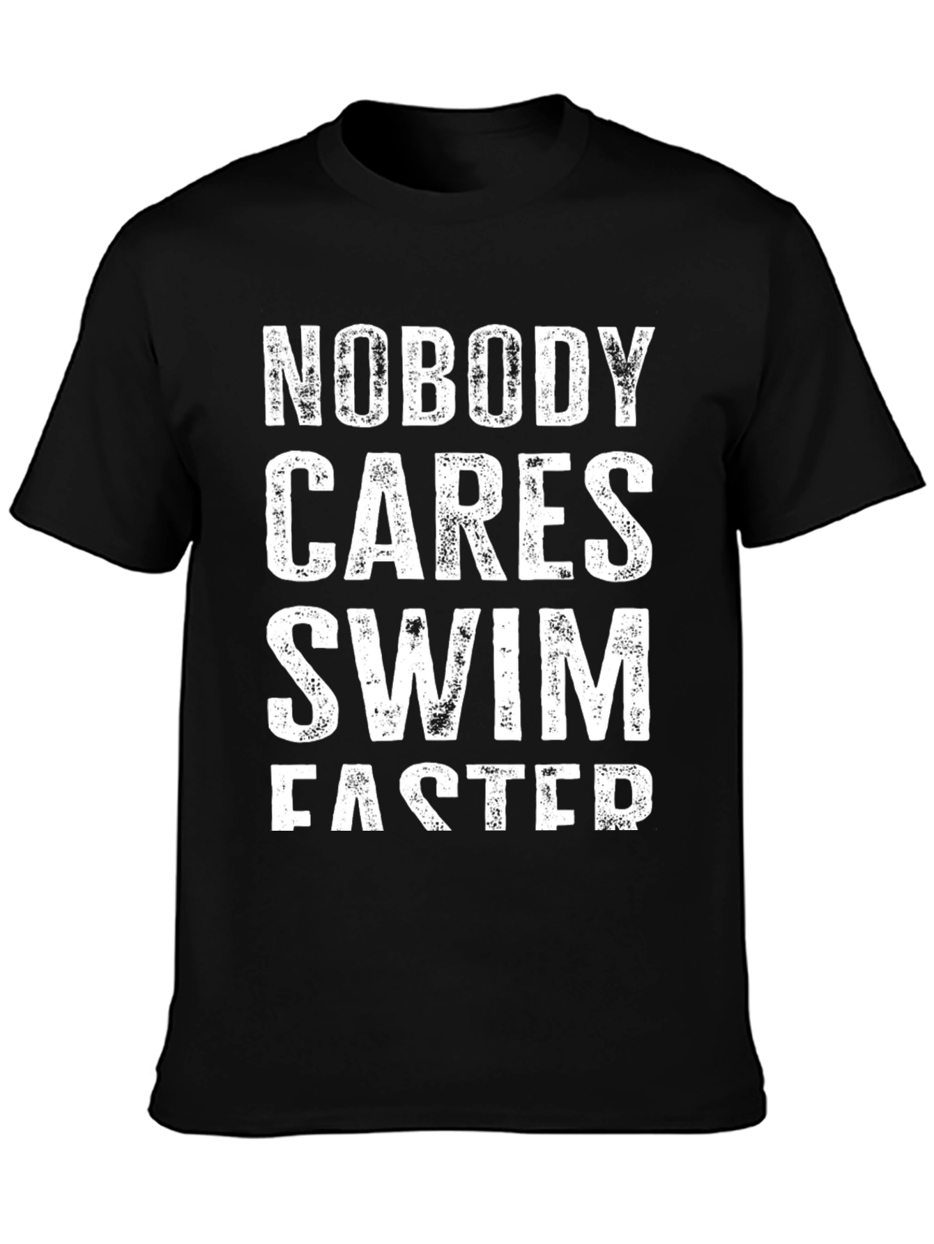 Black Swim Faster Graphic Tee - Unisex Black Cotton T-Shirt view 3