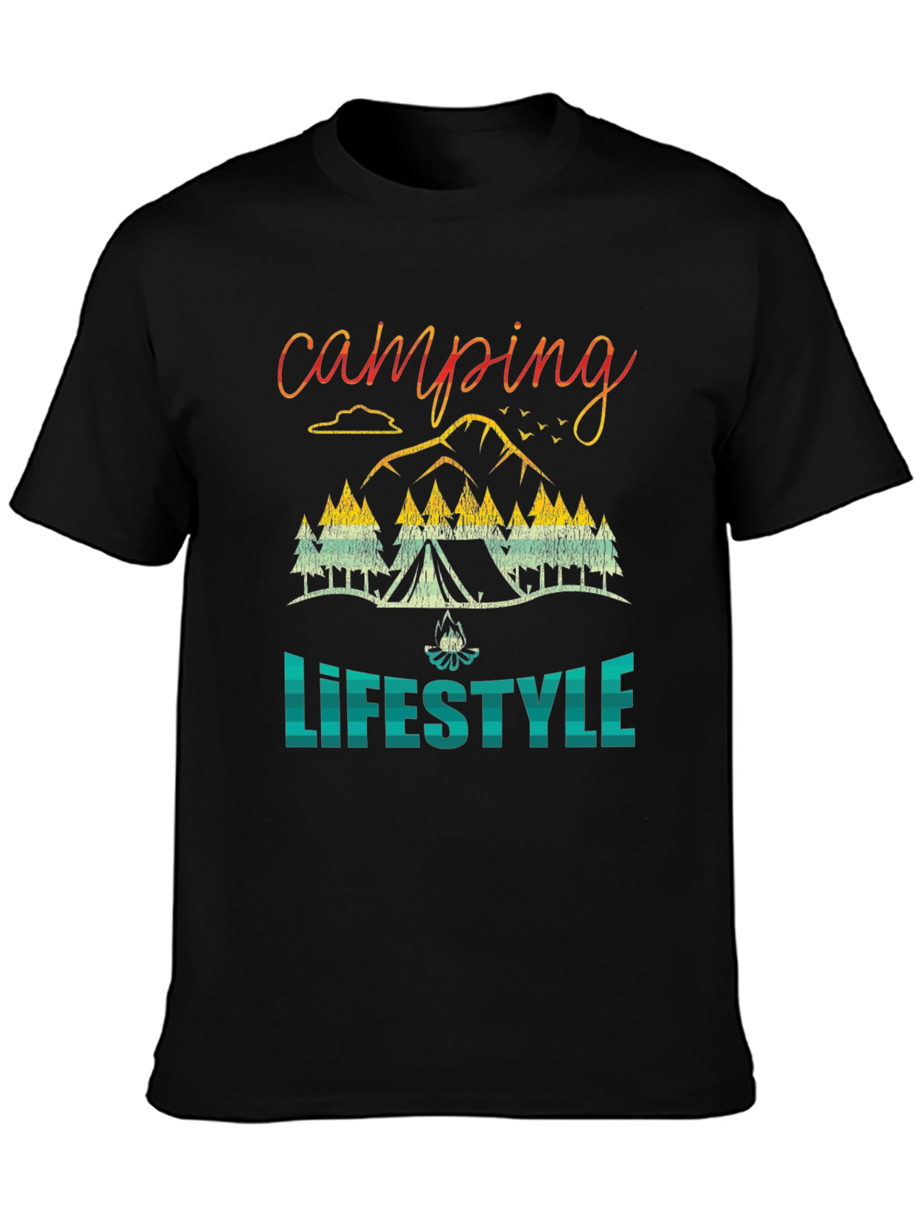 Black Camping Lifestyle Graphic Tee - Nature Adventure Shirt view 3