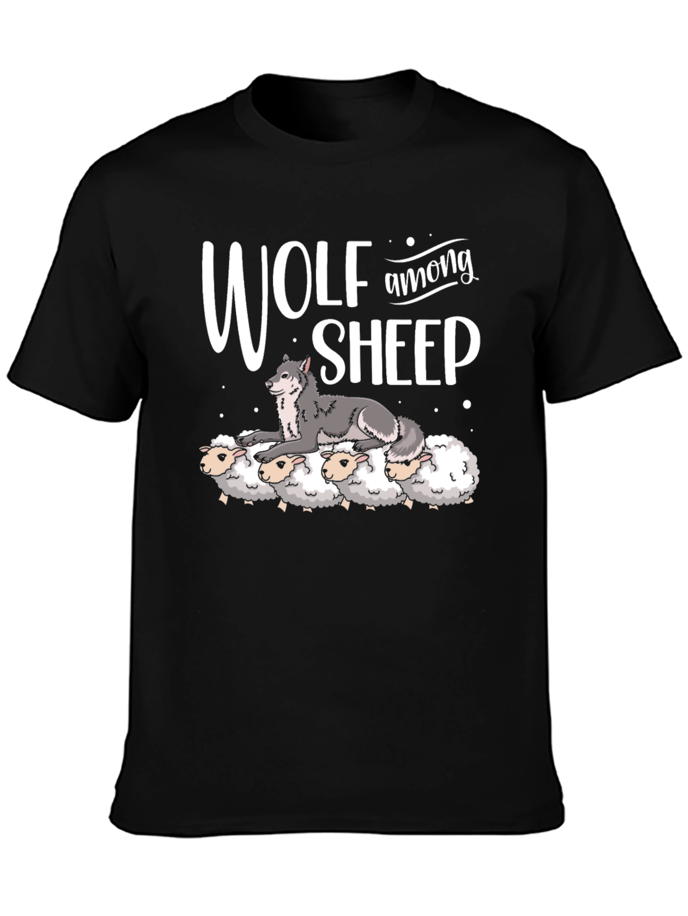 Black Wolf Among Sheep Graphic T-Shirt view 3