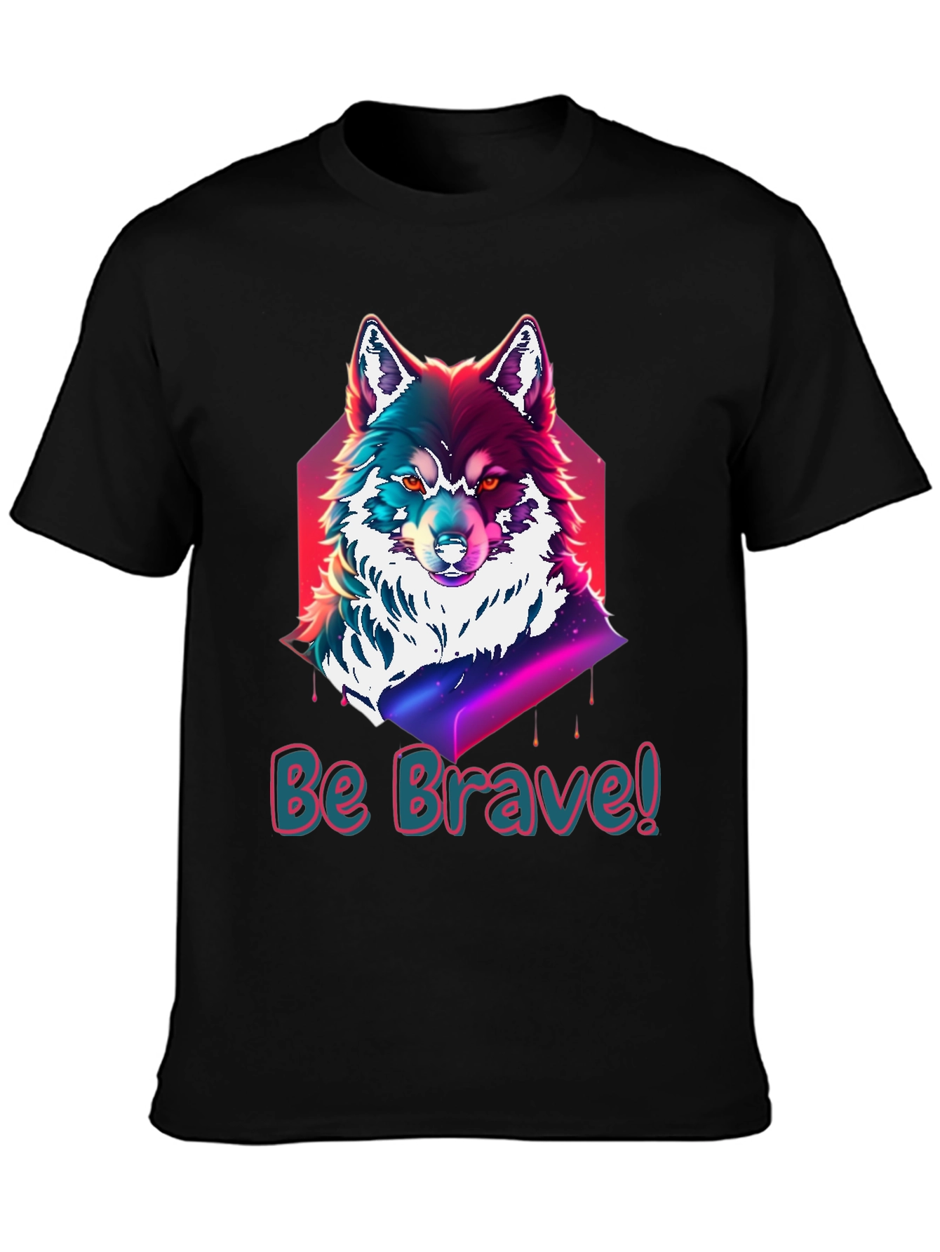 Black Be Brave Wolf Graphic Tee - Soft Cotton Comfort view 3