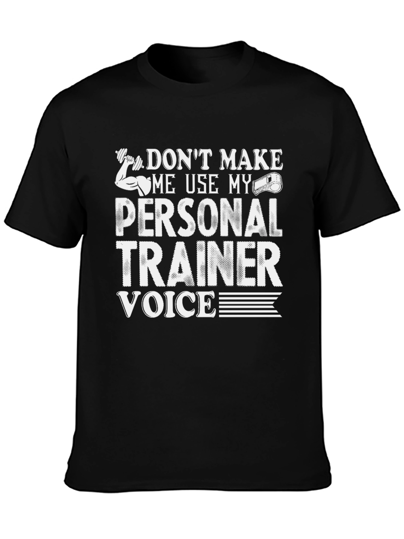Black Personal Trainer Voice Graphic Tee - Funny Workout Shirt view 3