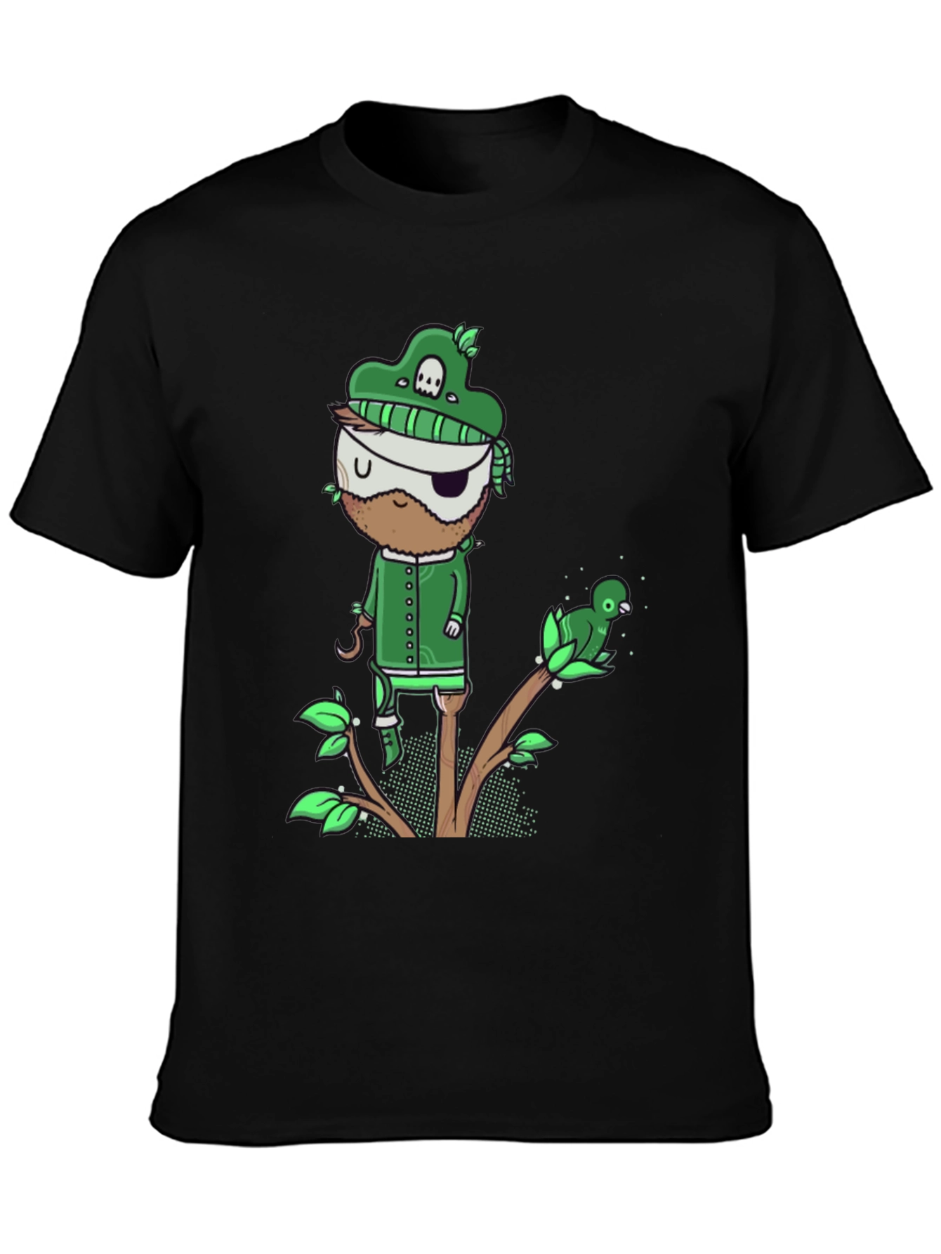 Black Pirate Bird T-Shirt - Unique Graphic Tee view 3