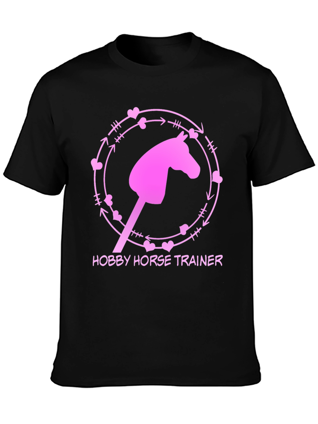 Black Hobby Horse Trainer Graphic Tee - Fun Novelty Shirt view 3