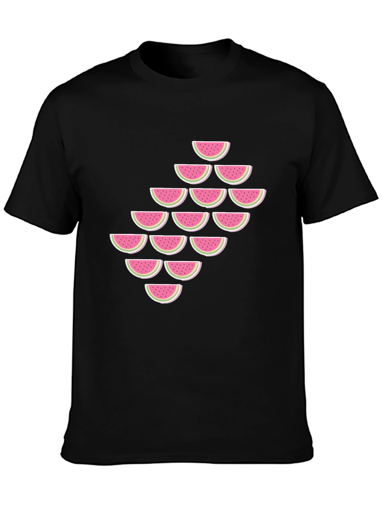 Black Watermelon Slice Pattern T-Shirt view 3