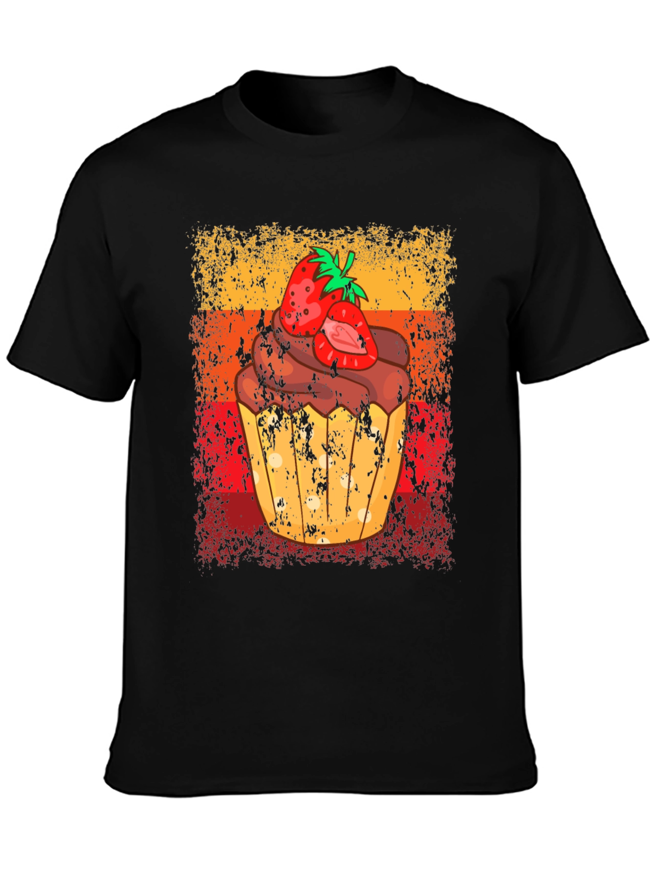 Black Strawberry Cupcake Graphic Tee - Sweet Treat Shirt view 3