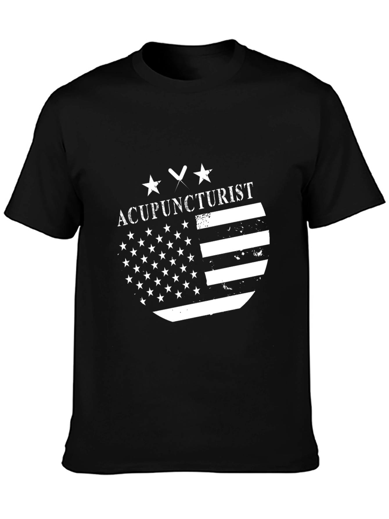 Black Acupuncturist American Flag Black T-Shirt view 3