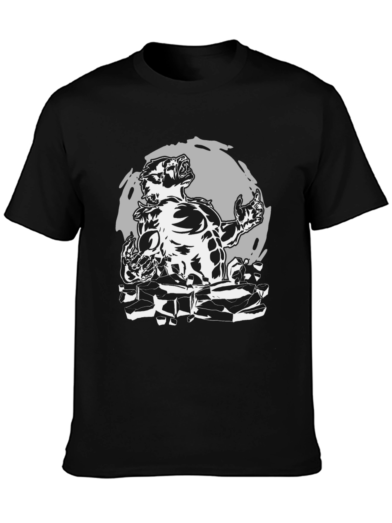 Black Werewolf Graphic T-Shirt - Black Cotton Tee view 3