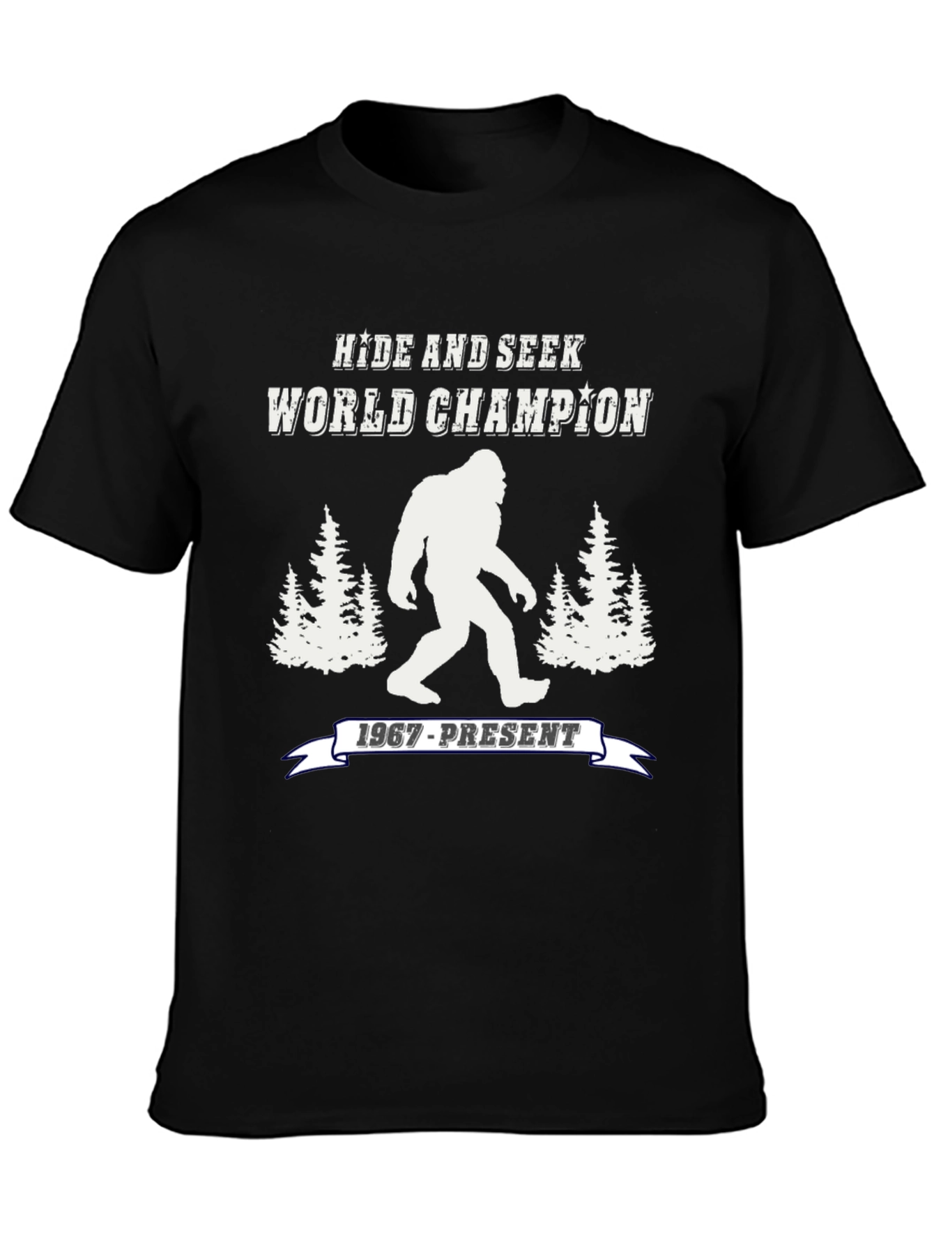Black Hide and Seek World Champion Bigfoot T-Shirt view 3
