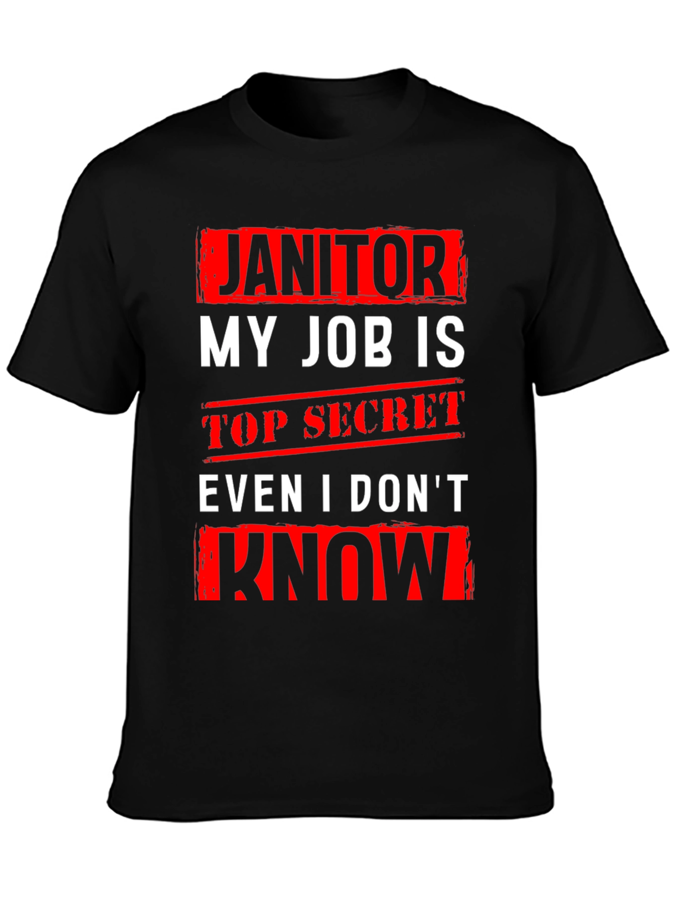 Black Janitor Top Secret Job T-Shirt view 3