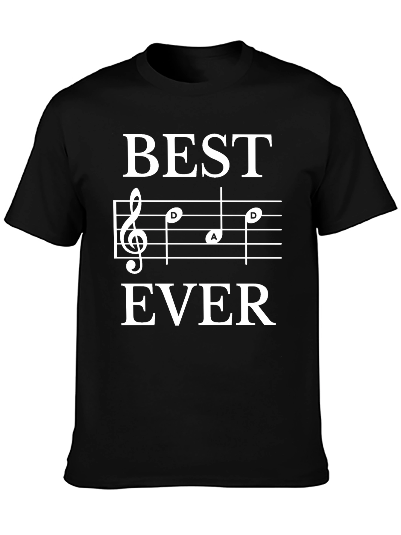Black Best Dad Ever Music Note T-Shirt, Black view 3