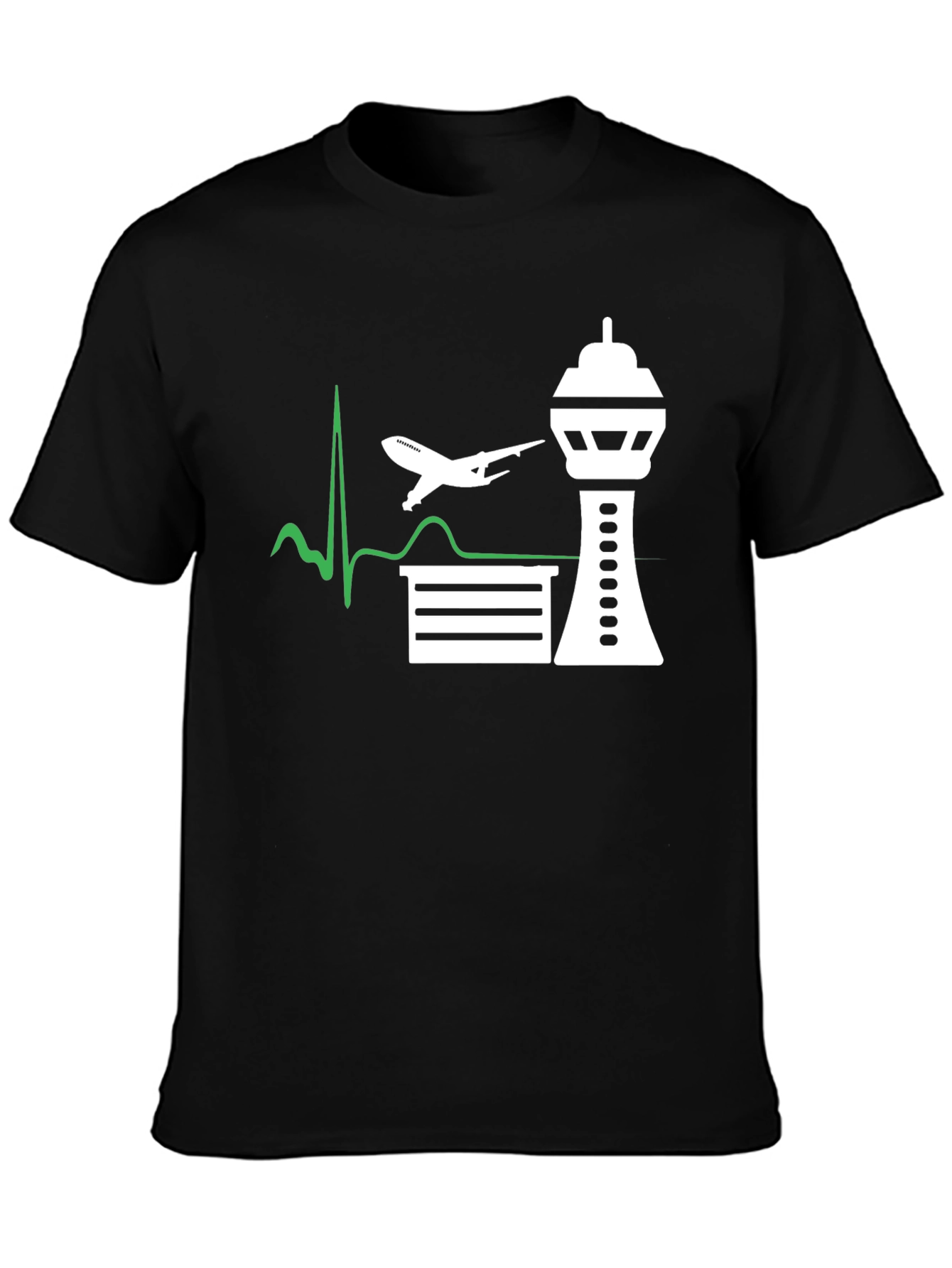 Black Airport Love T-Shirt, Pilot Aviation Tee view 3