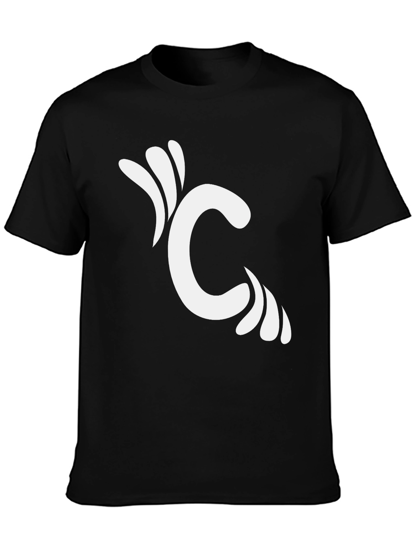 Black Black T-Shirt with Initial C Graphic Design view 3