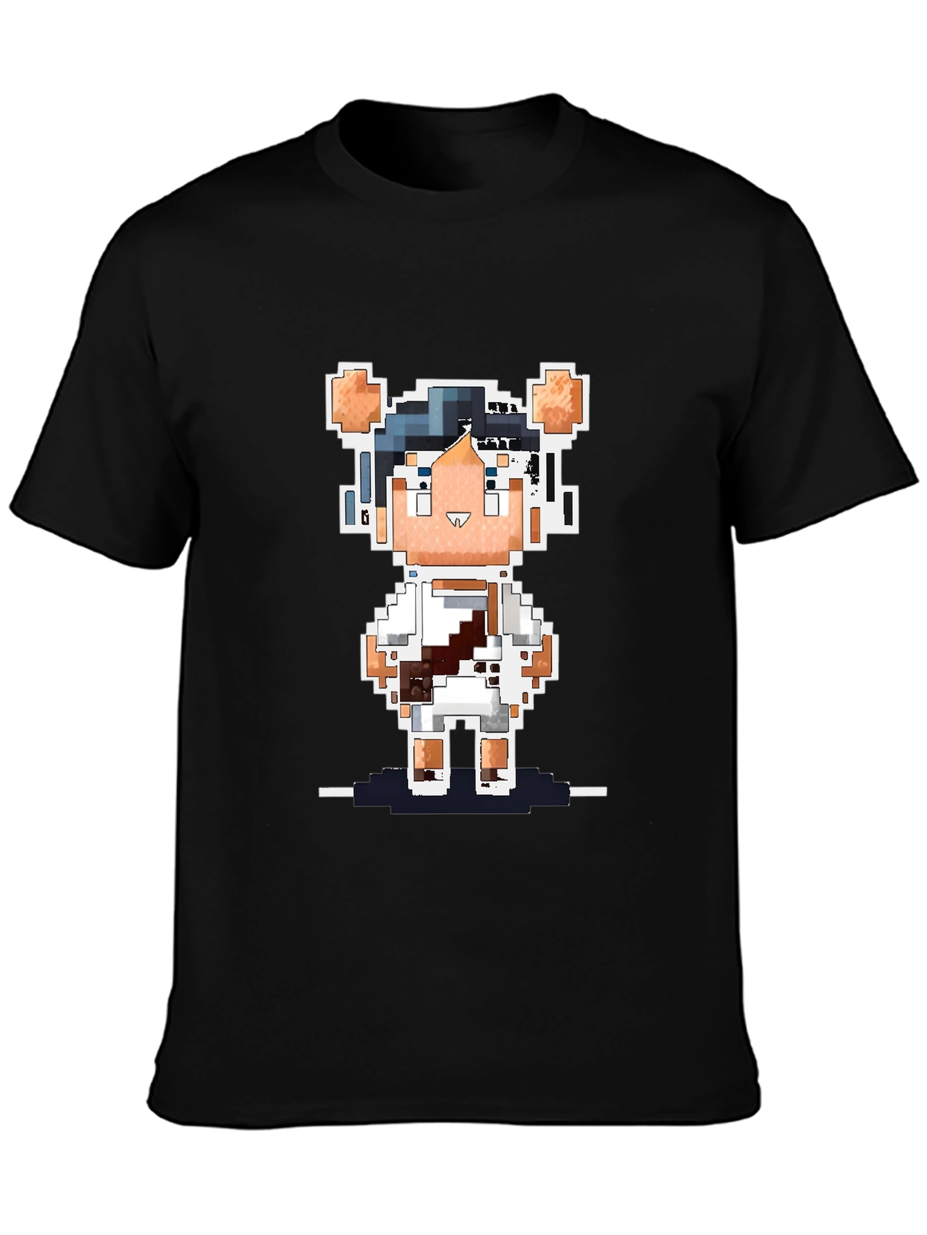 Black Pixel Art Bear Black T-Shirt view 3