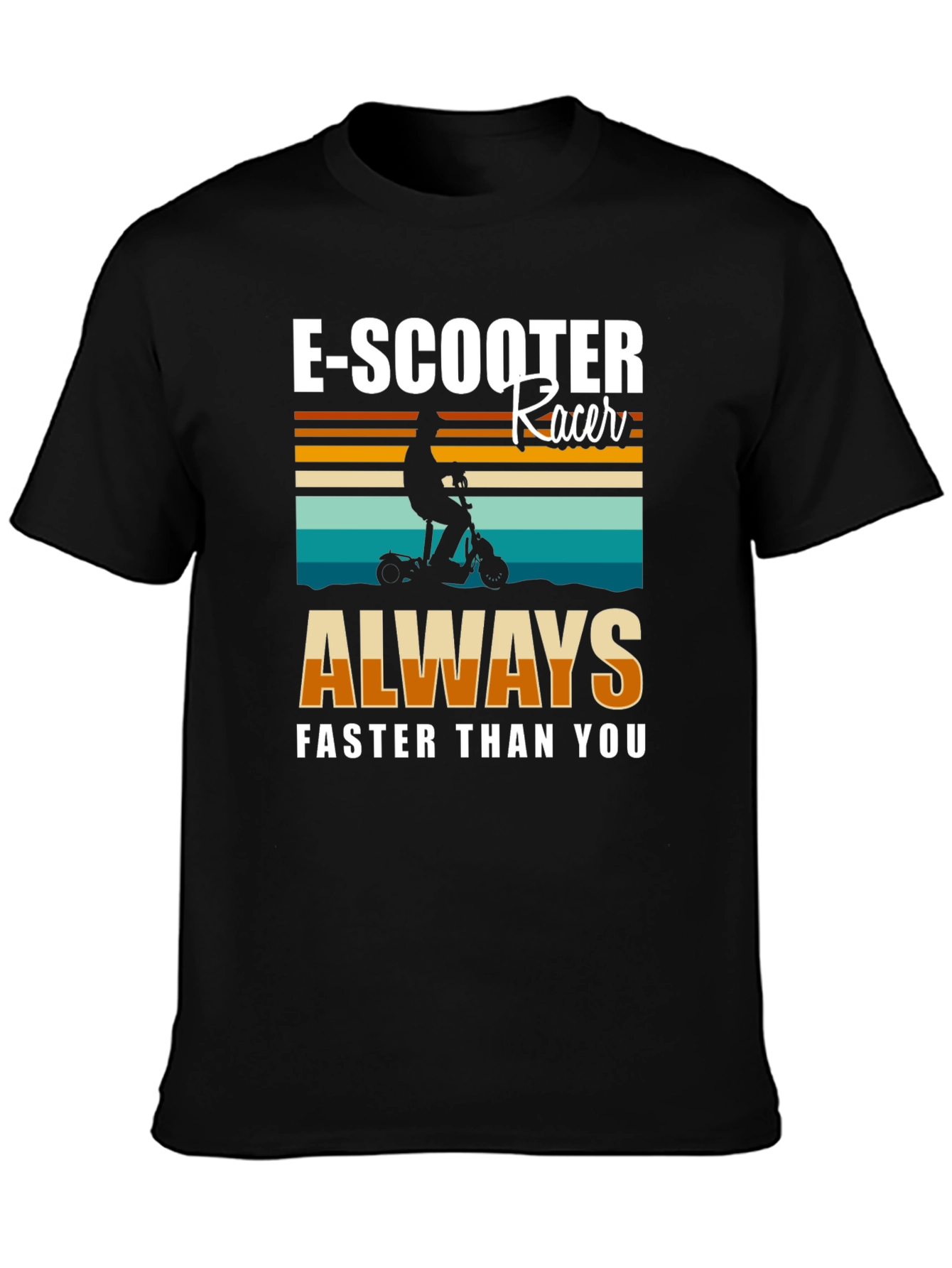 Black E-Scooter Racer Graphic T-Shirt - Always Faster Than You! view 3