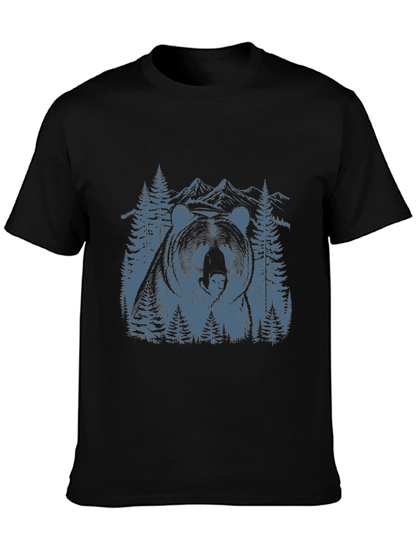 Black Bear Mountain Graphic Tee - Nature Inspired Black T-Shirt view 3
