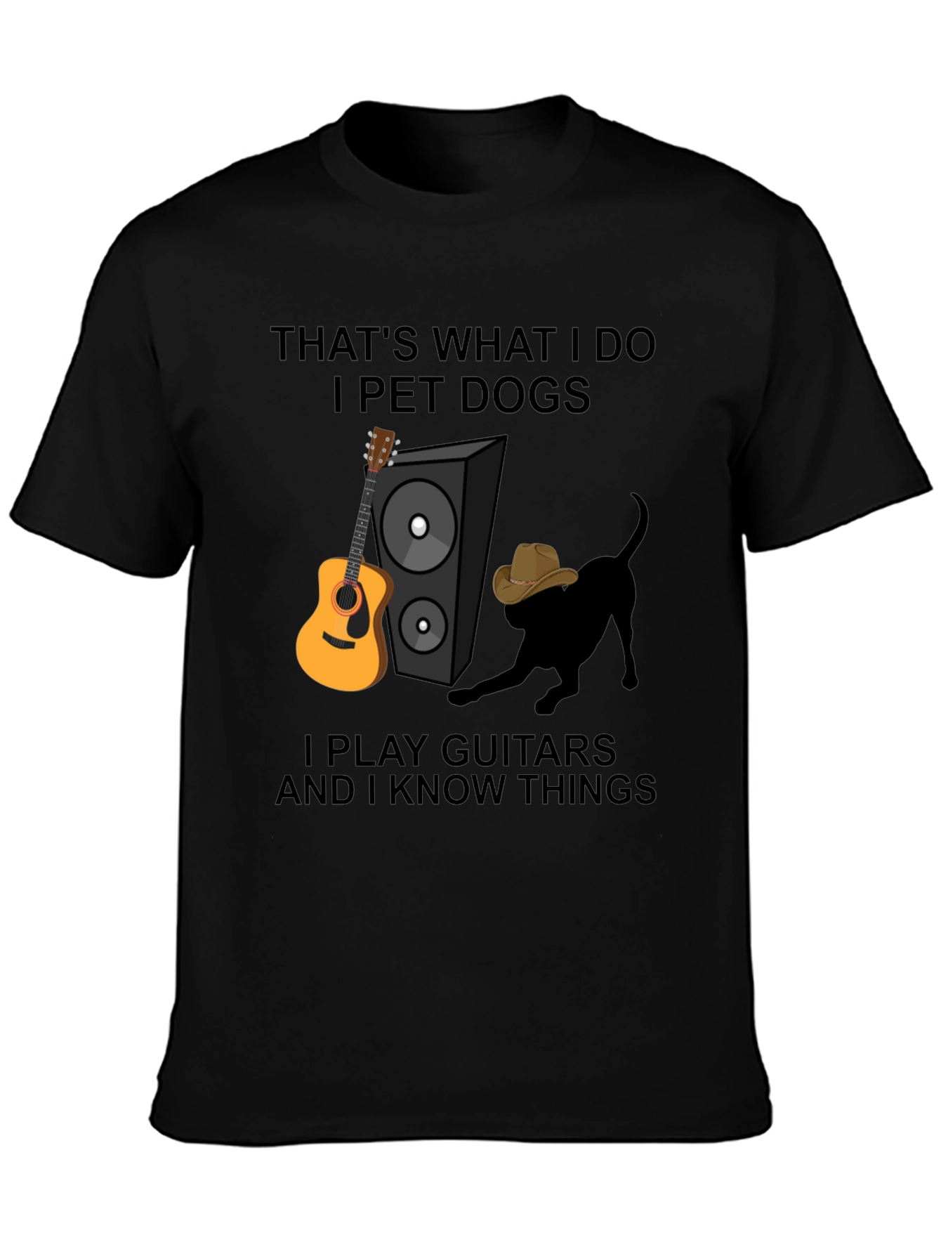 Black Dog Petting Guitar Player T-Shirt view 3