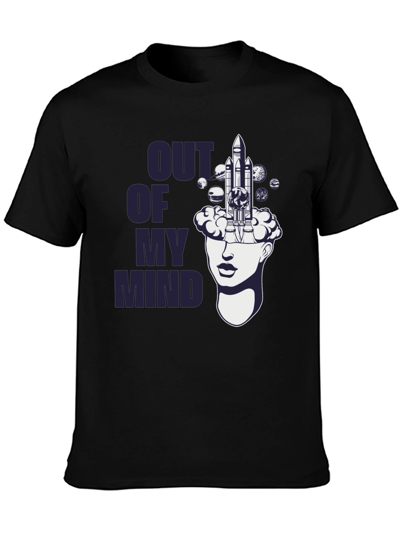 Black Out of My Mind Space Shuttle Graphic T-Shirt view 3