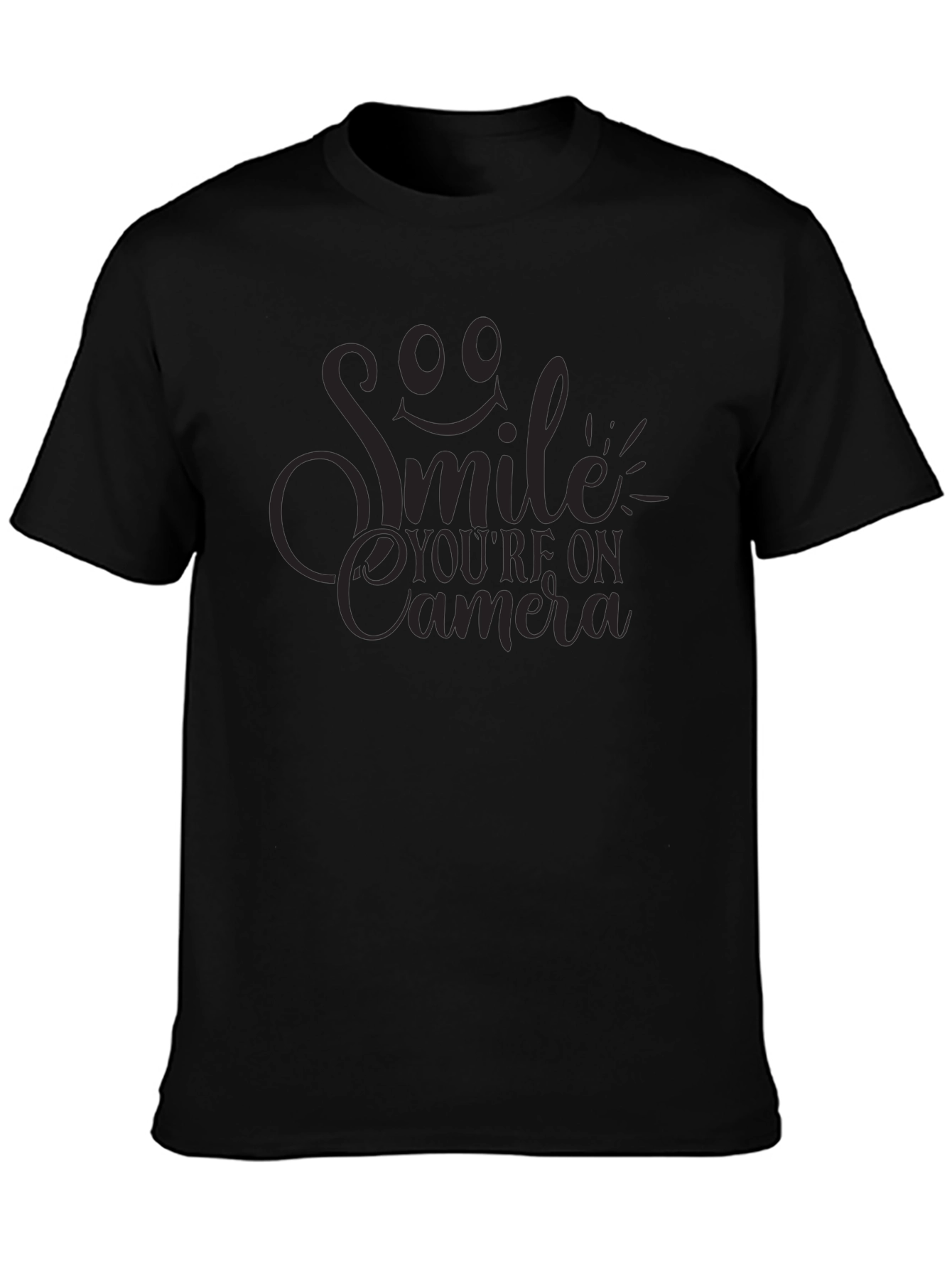 Black Smile You're On Camera Black T-Shirt view 3