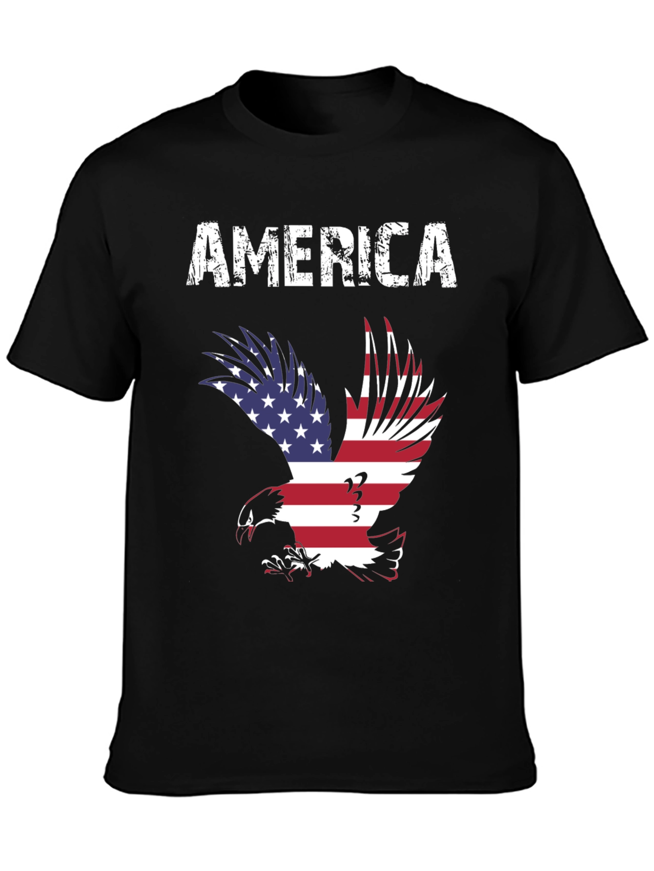 Black America Eagle Graphic Tee - Patriotic USA Flag T-Shirt view 3