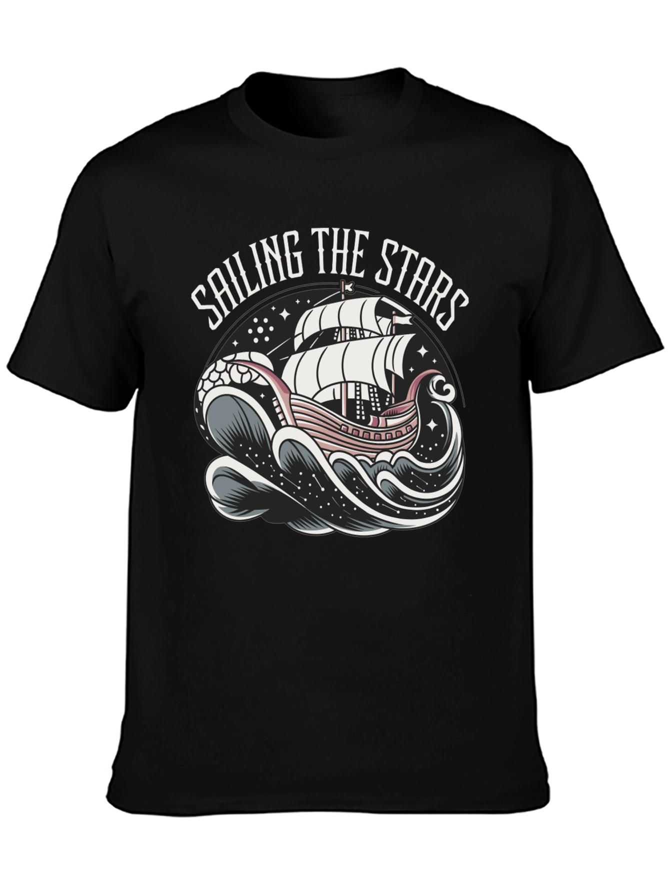 Black Sailing the Stars Graphic T-Shirt view 3