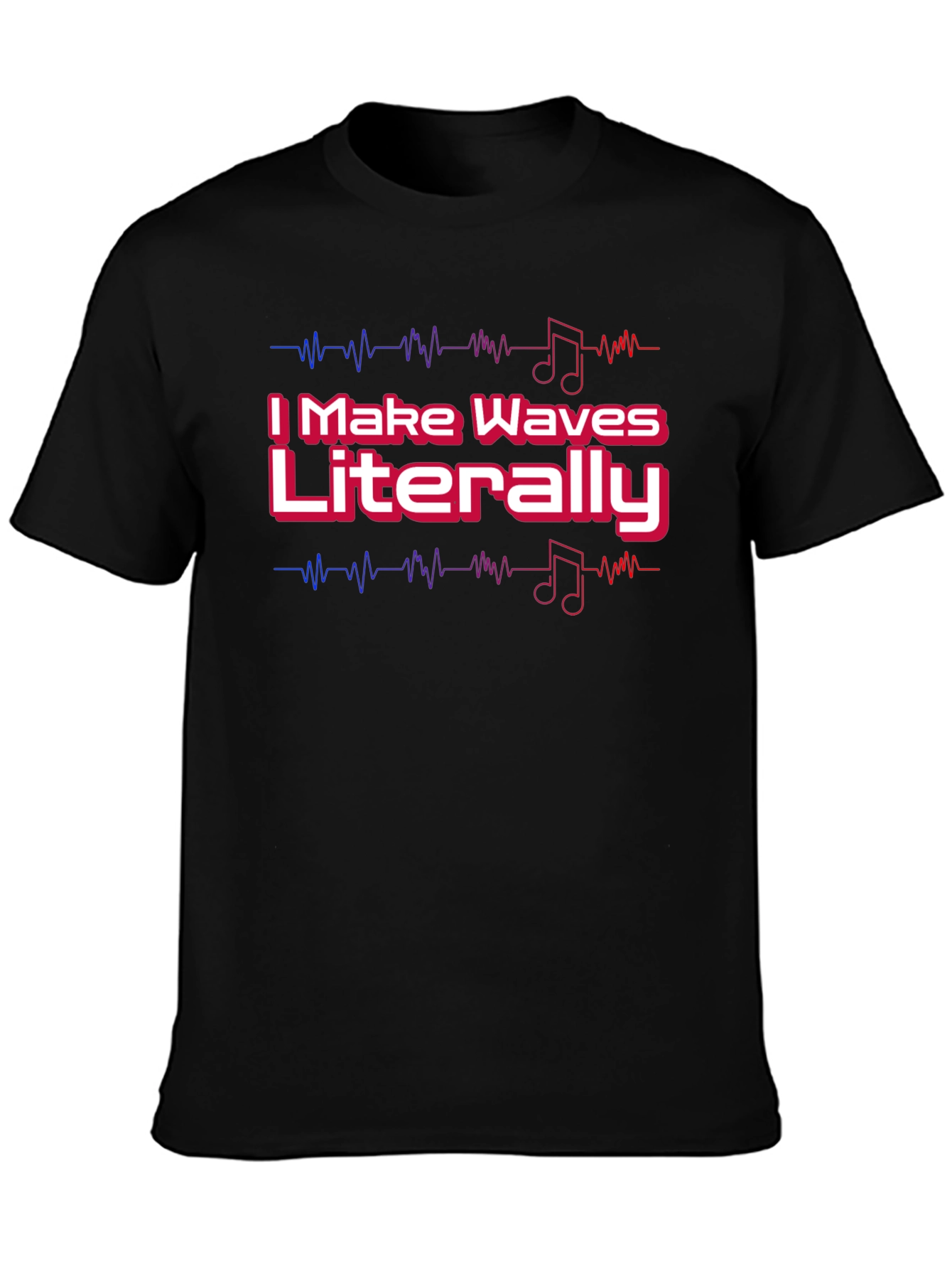 Black I Make Waves Literally Black Graphic Tee view 3