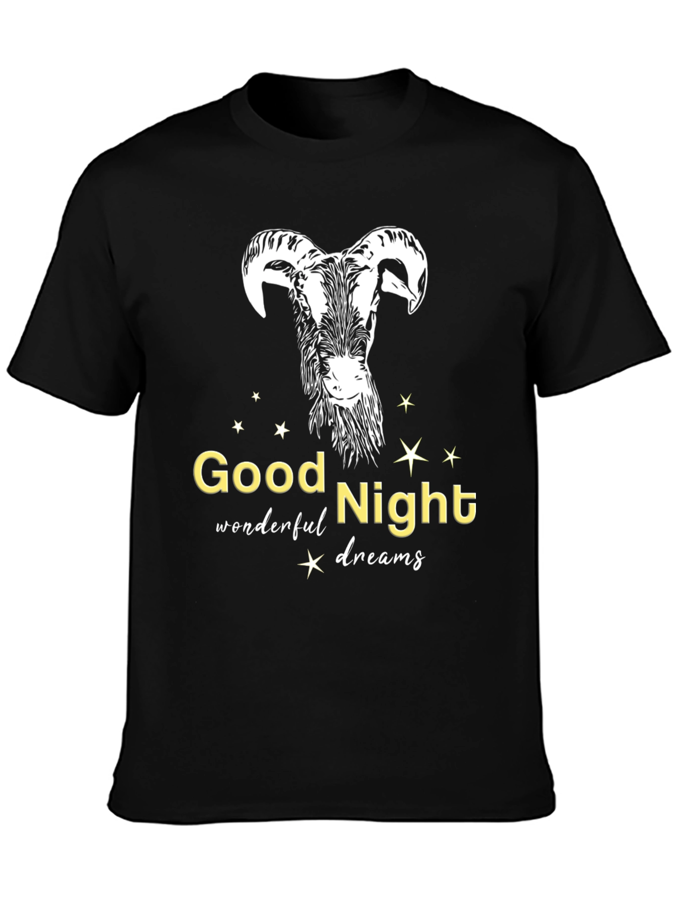 Black Good Night Dreams Goat T-Shirt view 3