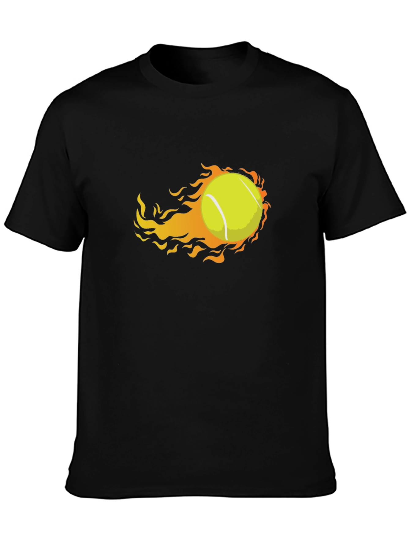 Black Flaming Tennis Ball Graphic Tee - Unique Design view 3