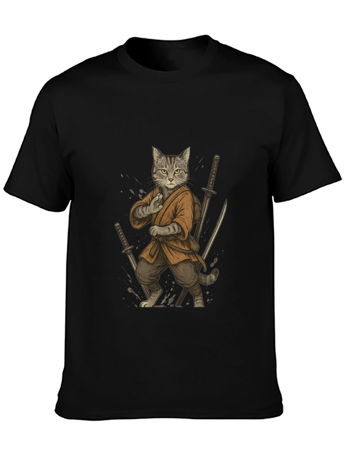 Black Ninja Cat Graphic T-Shirt view 3