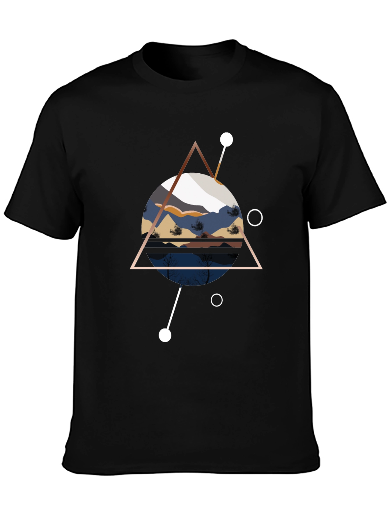 Black Geometric Mountainscape Black T-Shirt view 3