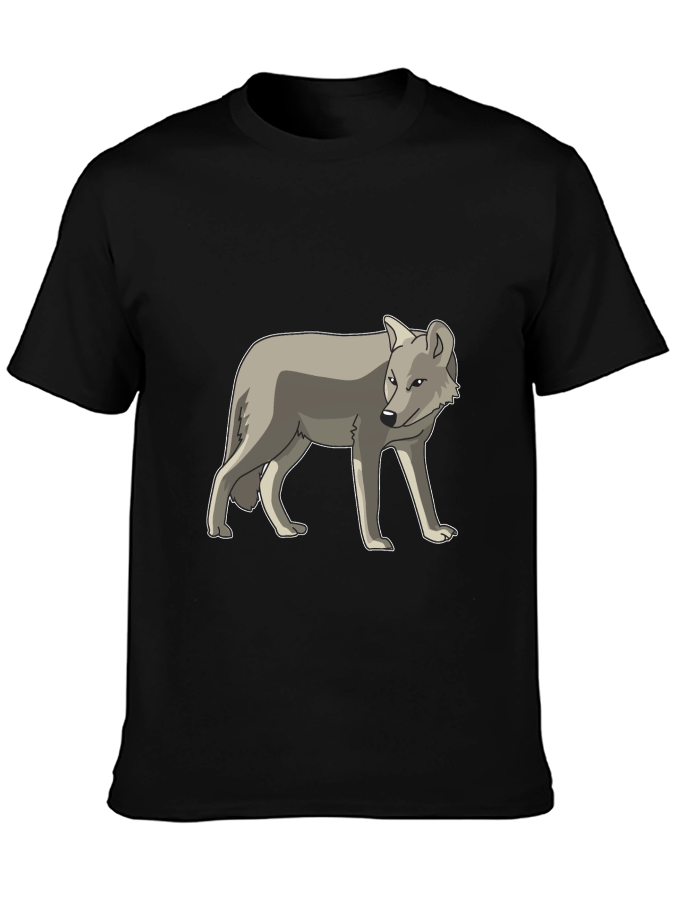 Black Cool Gray Wolf Graphic Black T-Shirt view 3
