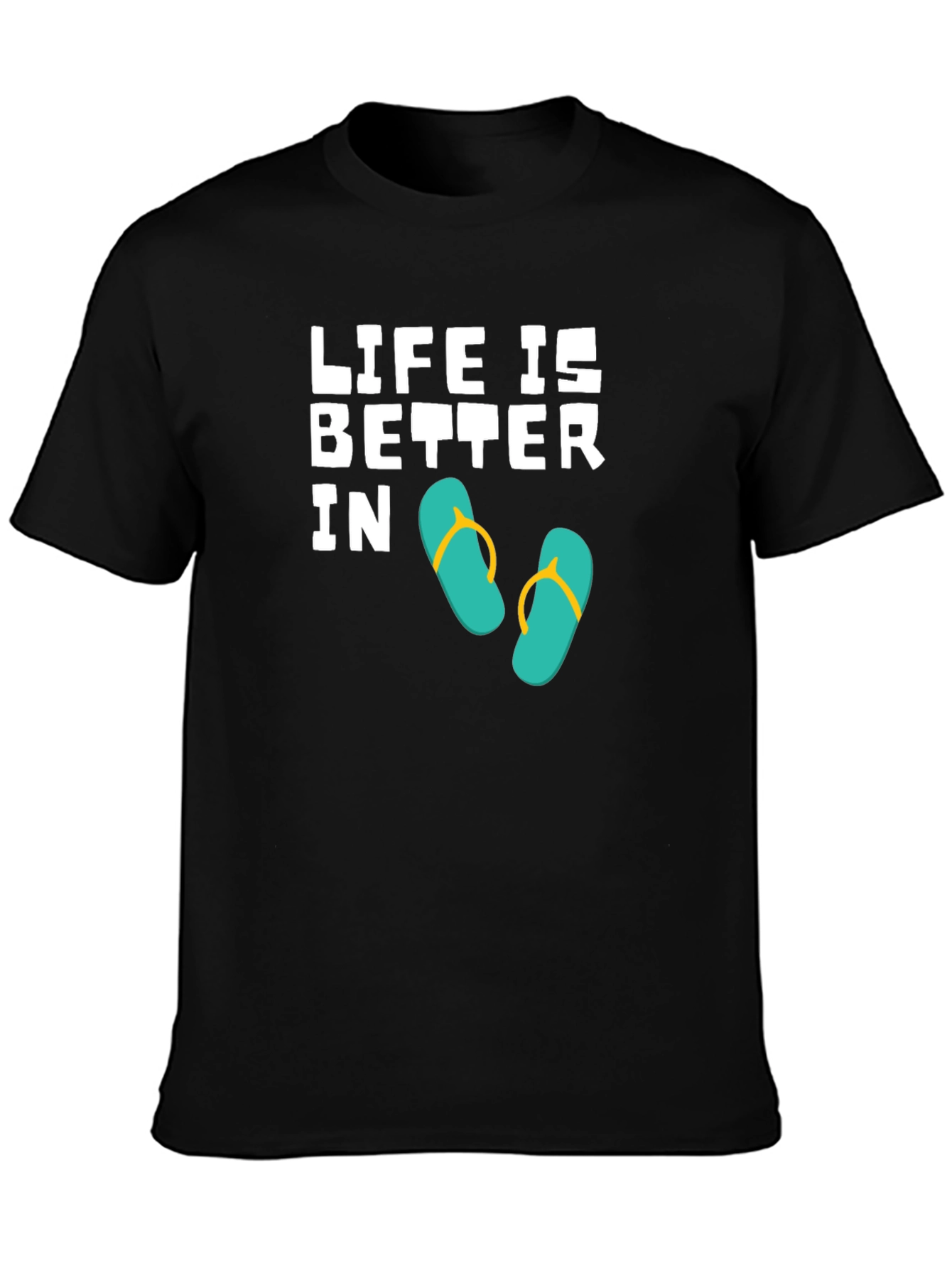 Black Life is Better In Flip Flops Black T-Shirt view 3