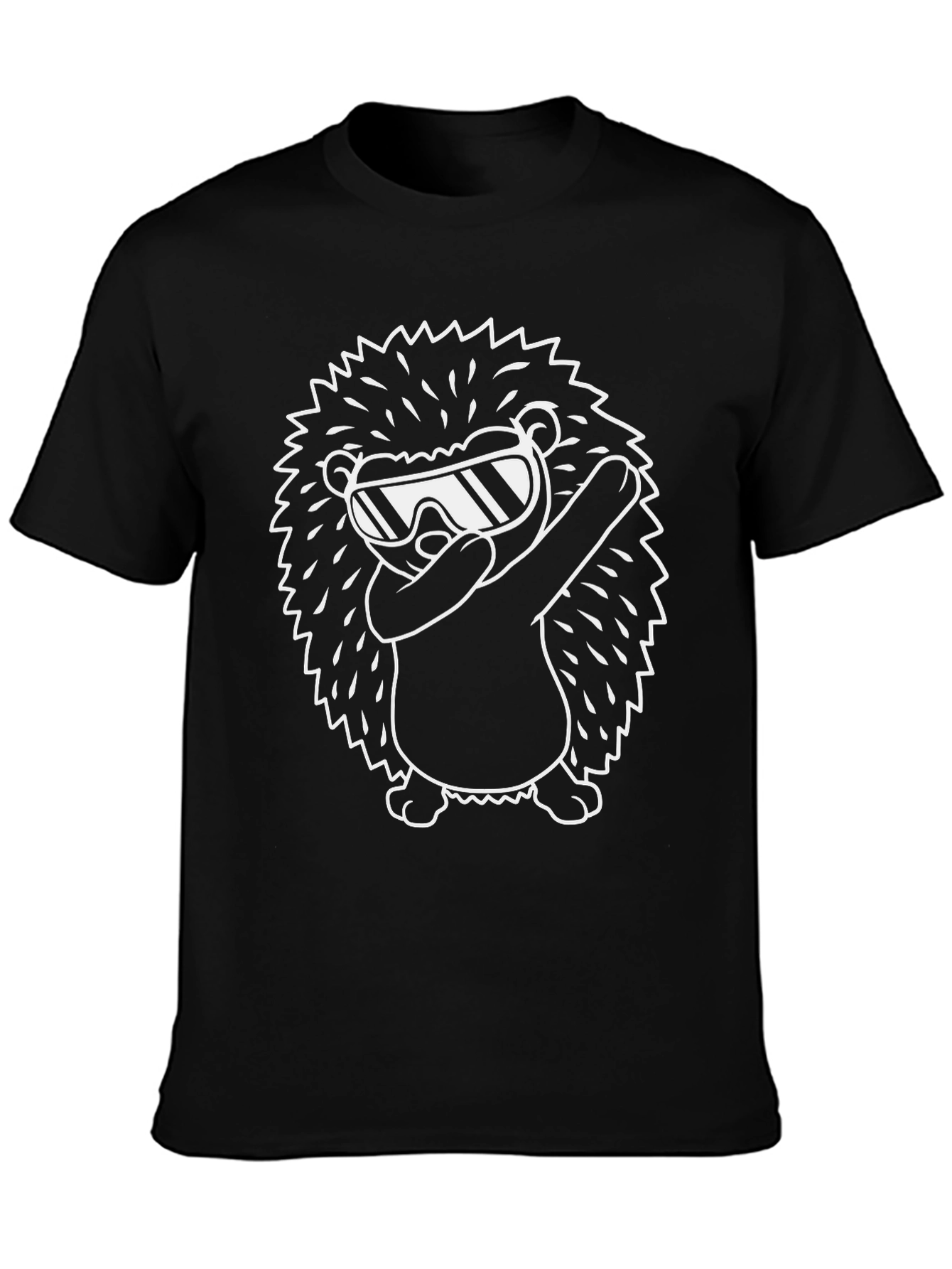 Black Cool Hedgehog Dab T-Shirt view 3