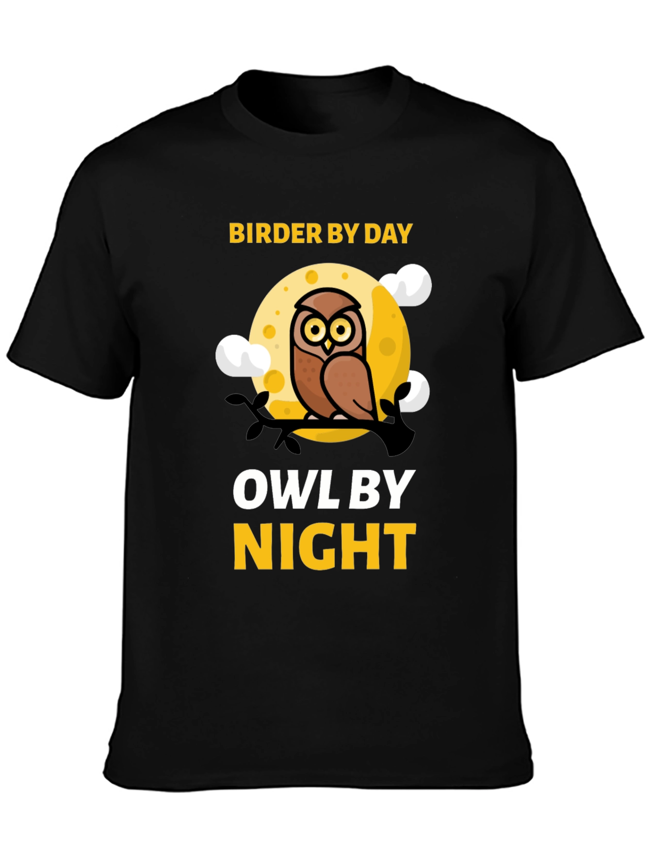 Black Birder By Day Owl By Night Graphic Tee view 3