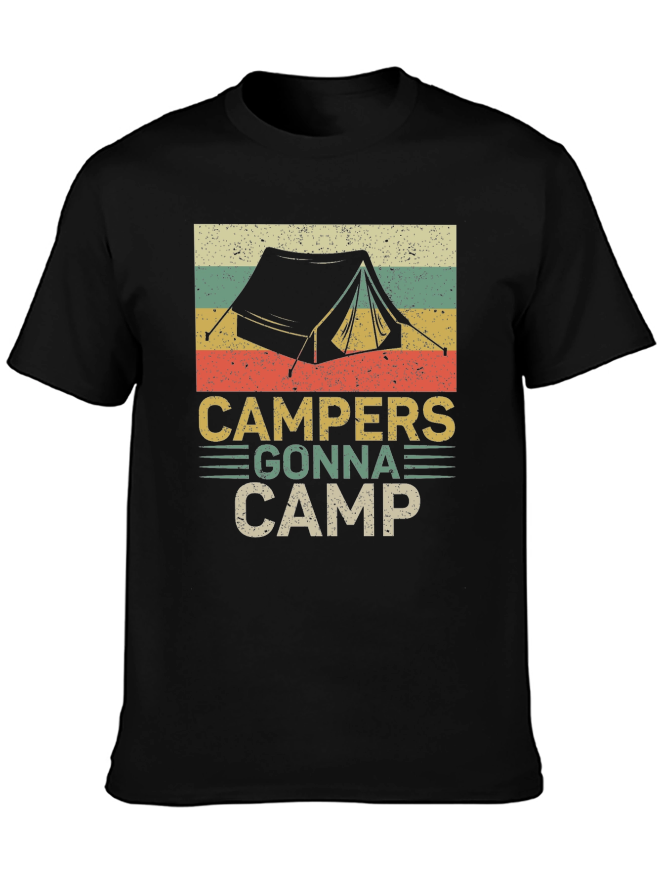 Black Campers Gonna Camp Retro Graphic T-Shirt view 3