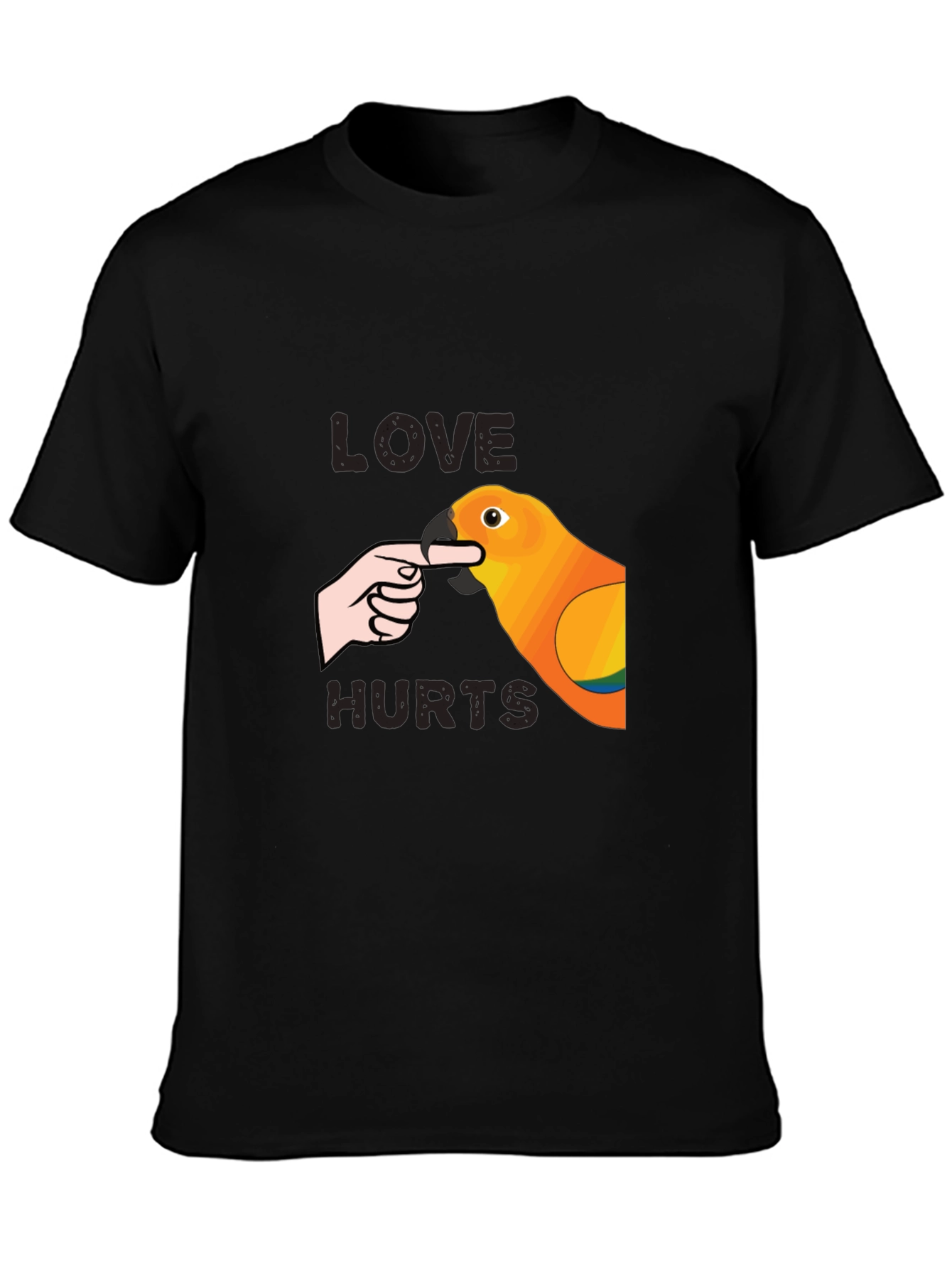 Black Love Hurts Parrot Graphic T-Shirt view 3