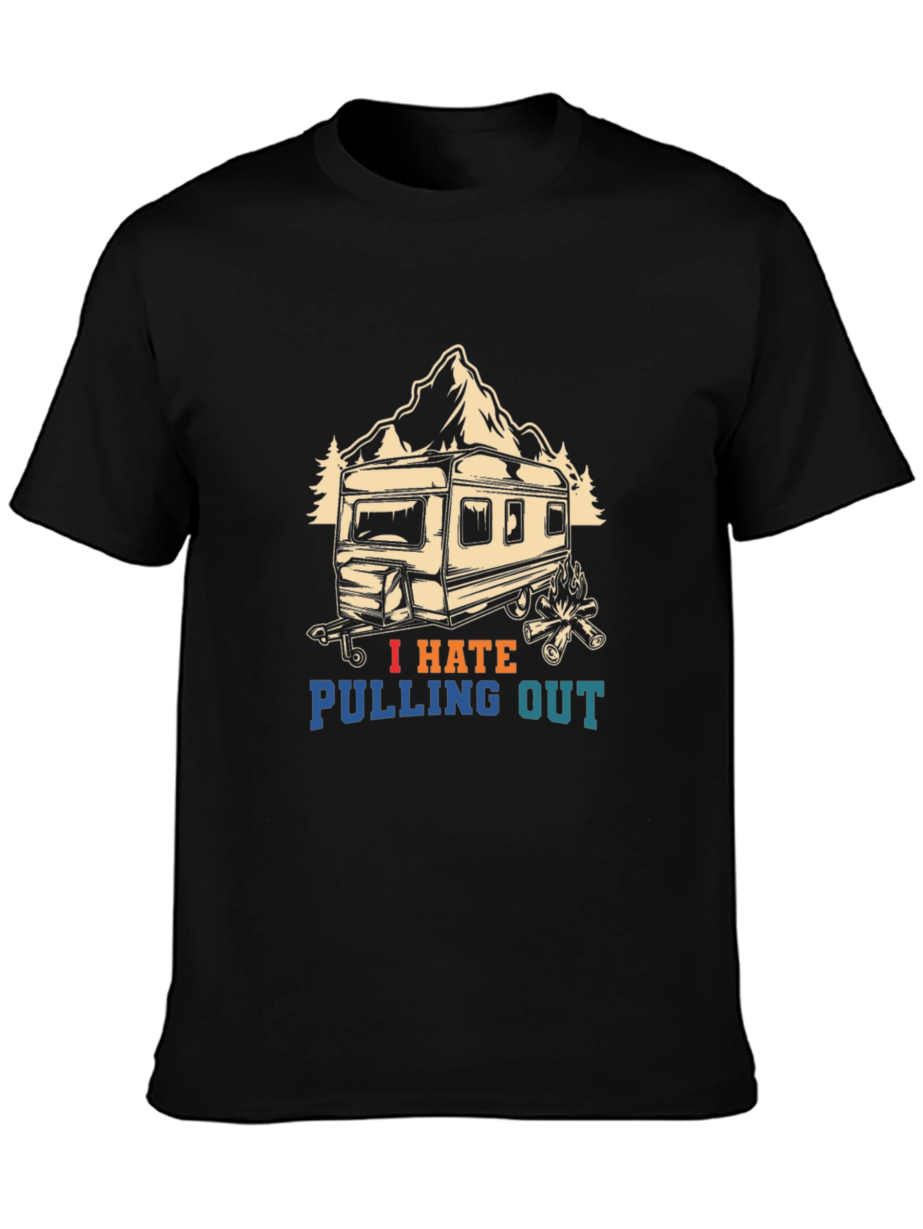 Black I Hate Pulling Out Camping T-Shirt view 3
