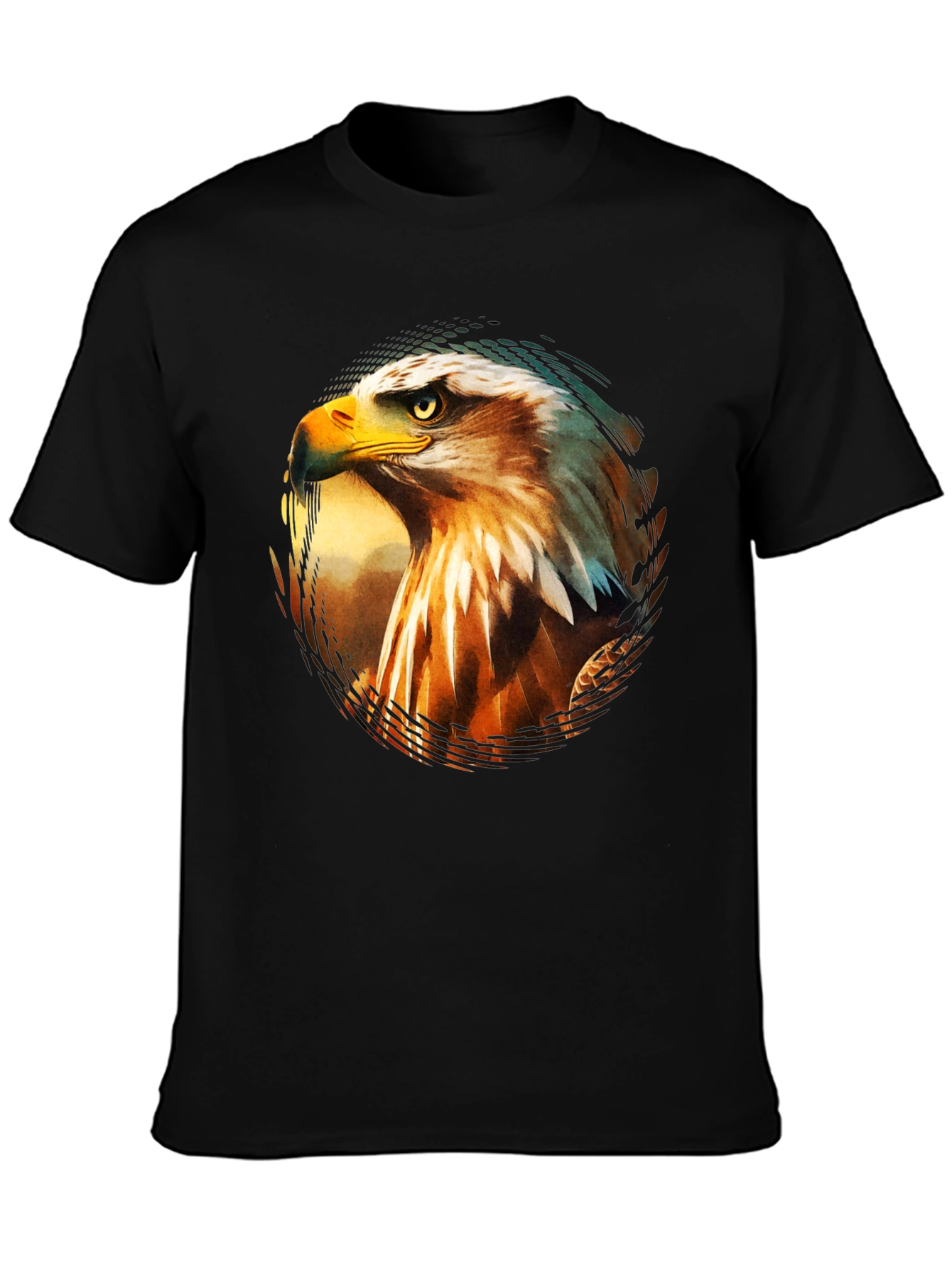 Black Bold Eagle Graphic Print Black T-Shirt view 3