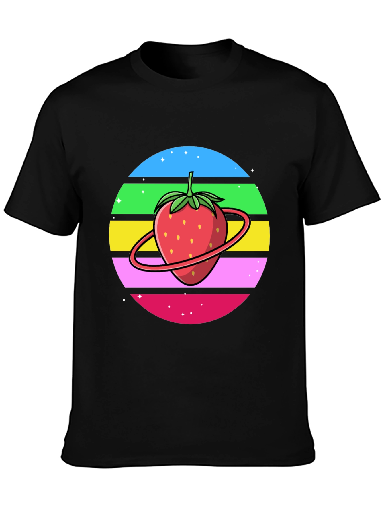 Black Strawberry Planet Graphic Tee - Black Cotton Blend view 3