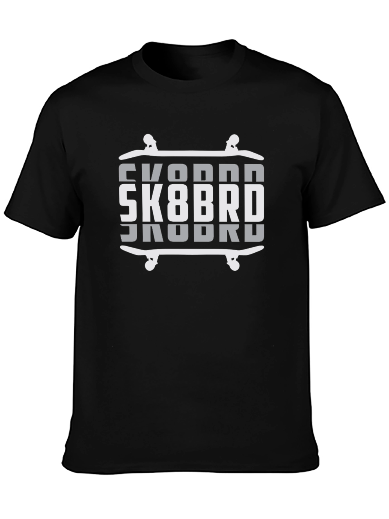 Black SK8BRD Skateboard Graphic Tee - Black Cotton Blend view 3
