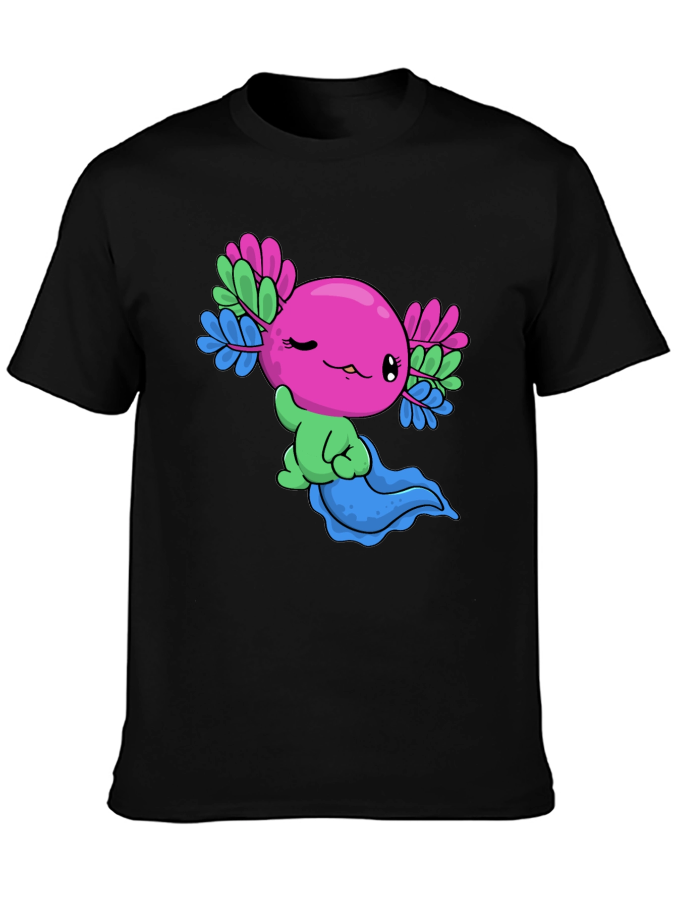 Black Axolotl Pride T-Shirt: Cute & Colorful Tee view 3