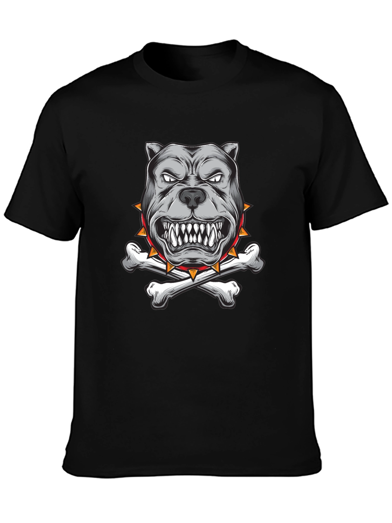 Black Pitbull Dog with Bones Graphic T-Shirt view 3