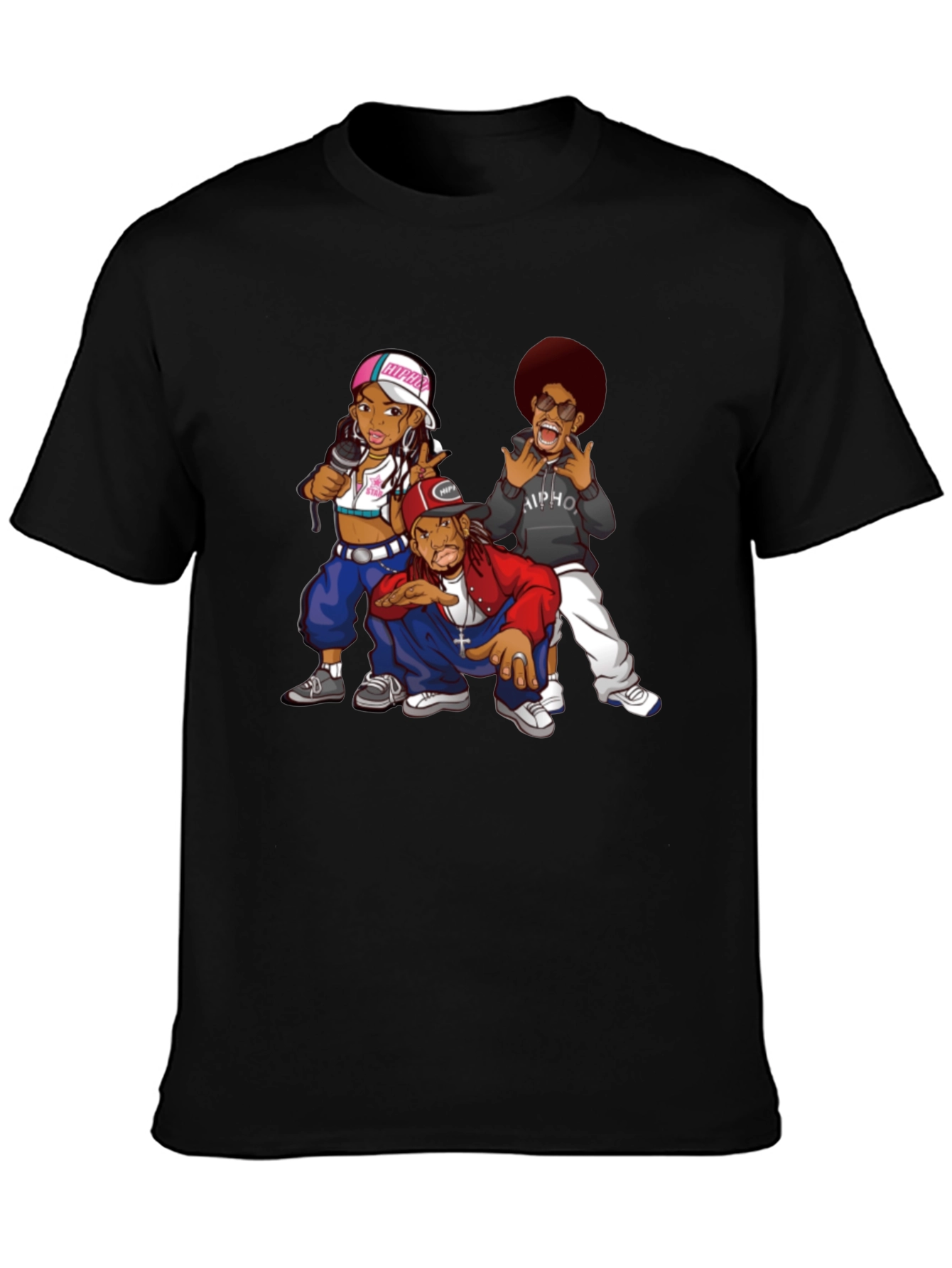 Black Cartoon Hip-Hop Group Black T-Shirt view 3
