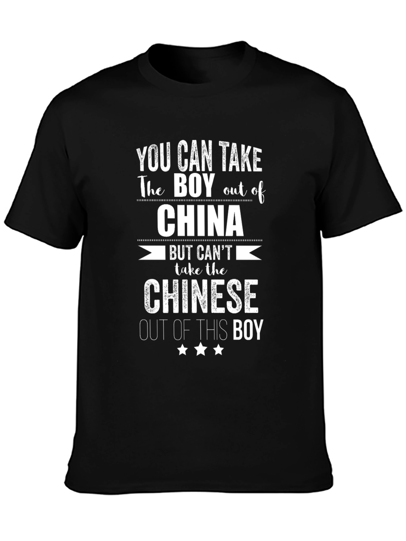 Black Funny "Boy Out of China" Graphic T-Shirt view 3