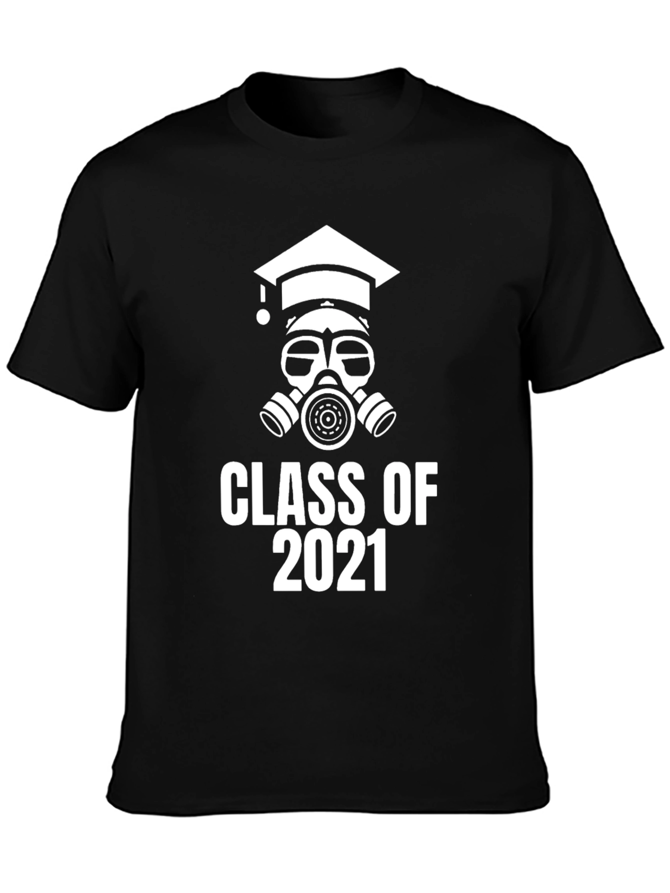 Black Class of 2021 Graduation Gas Mask Graphic Tee view 3