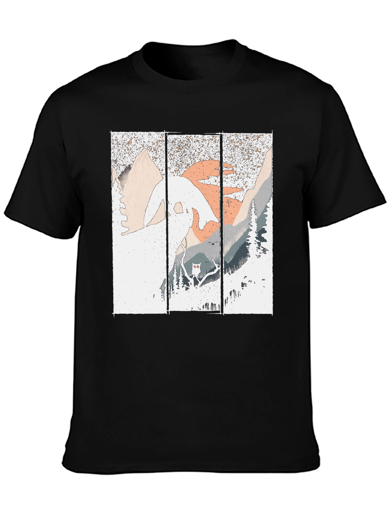 Black Mountain Vista Graphic Tee - Stylish Black T-Shirt view 3