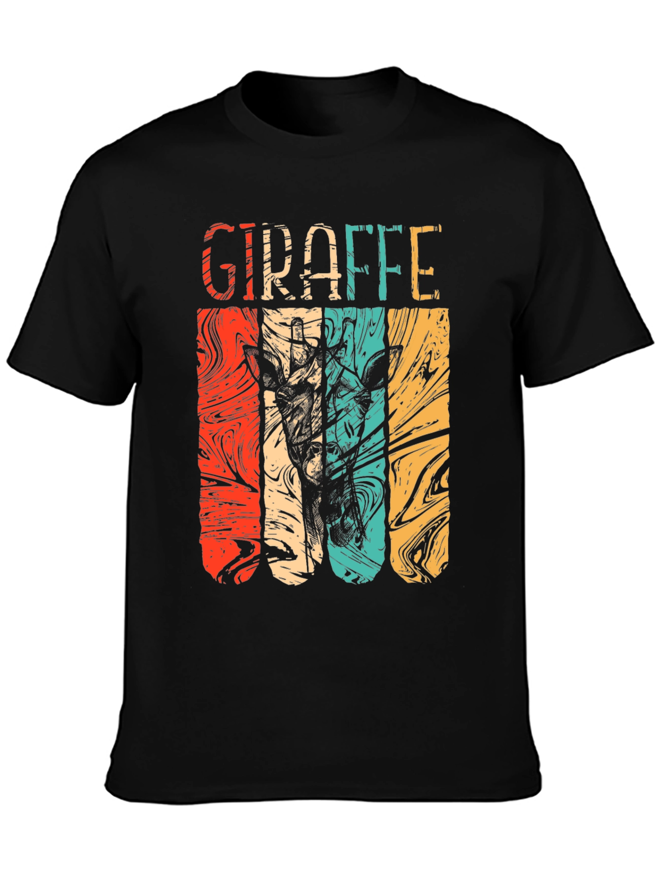 Black Retro Giraffe T-Shirt - Vintage Style Graphic Tee view 3