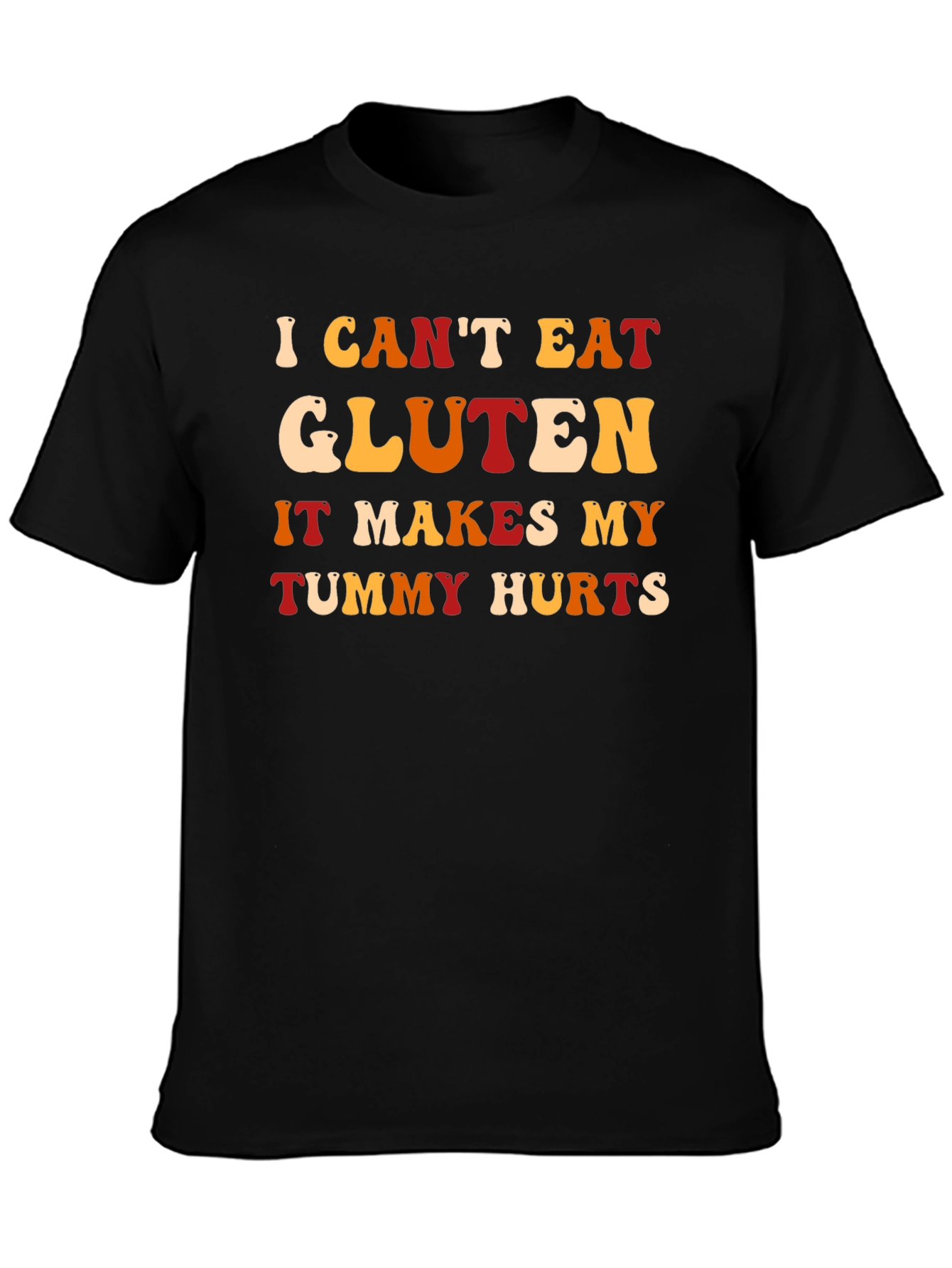 Black I Can't Eat Gluten T-Shirt Funny Food Allergy Tee view 3