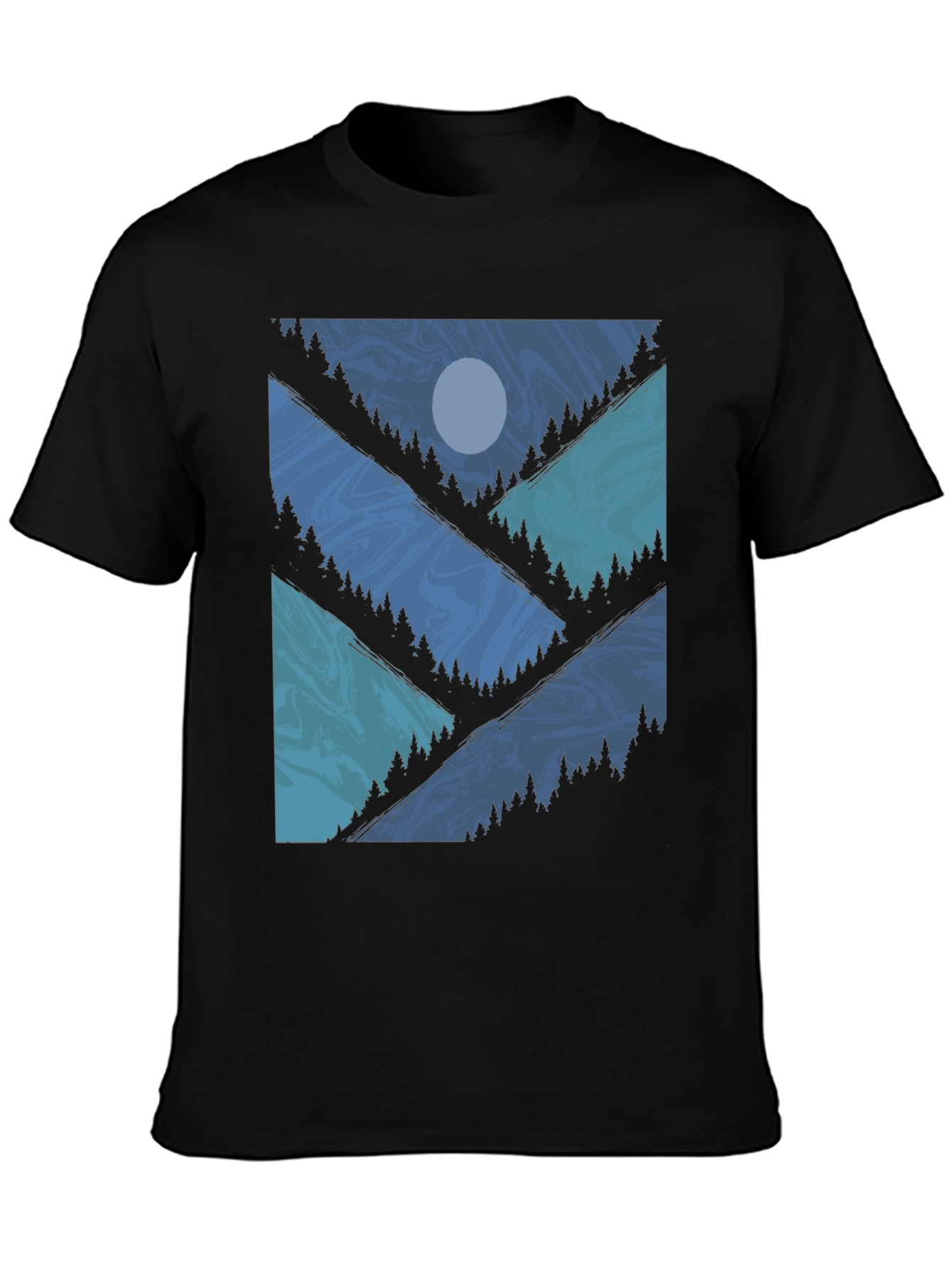 Black Nature Scene Graphic Tee - Men's Black T-Shirt view 3