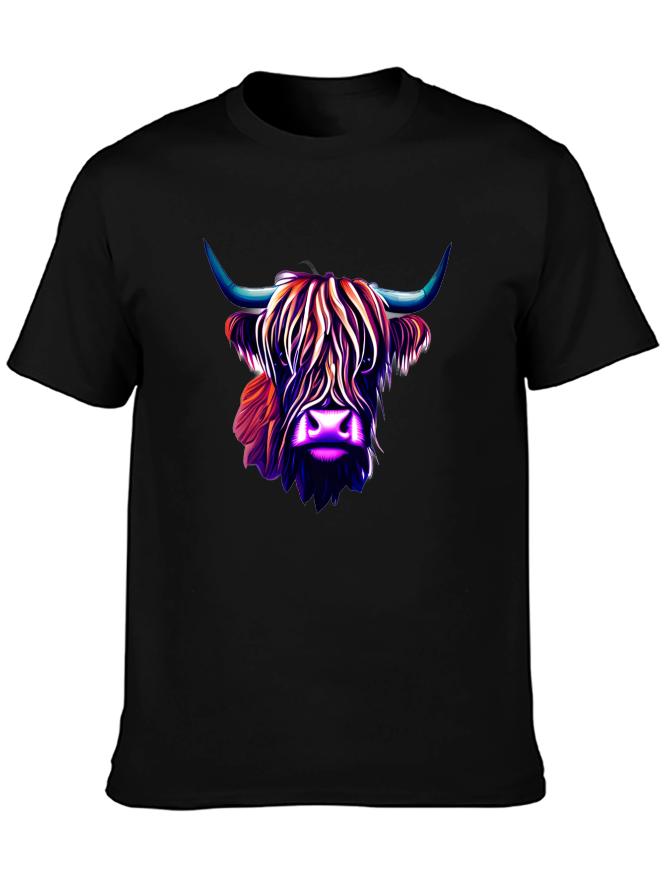 Black Highland Cow Graphic Tee - Stylish Men's Black T-Shirt view 3